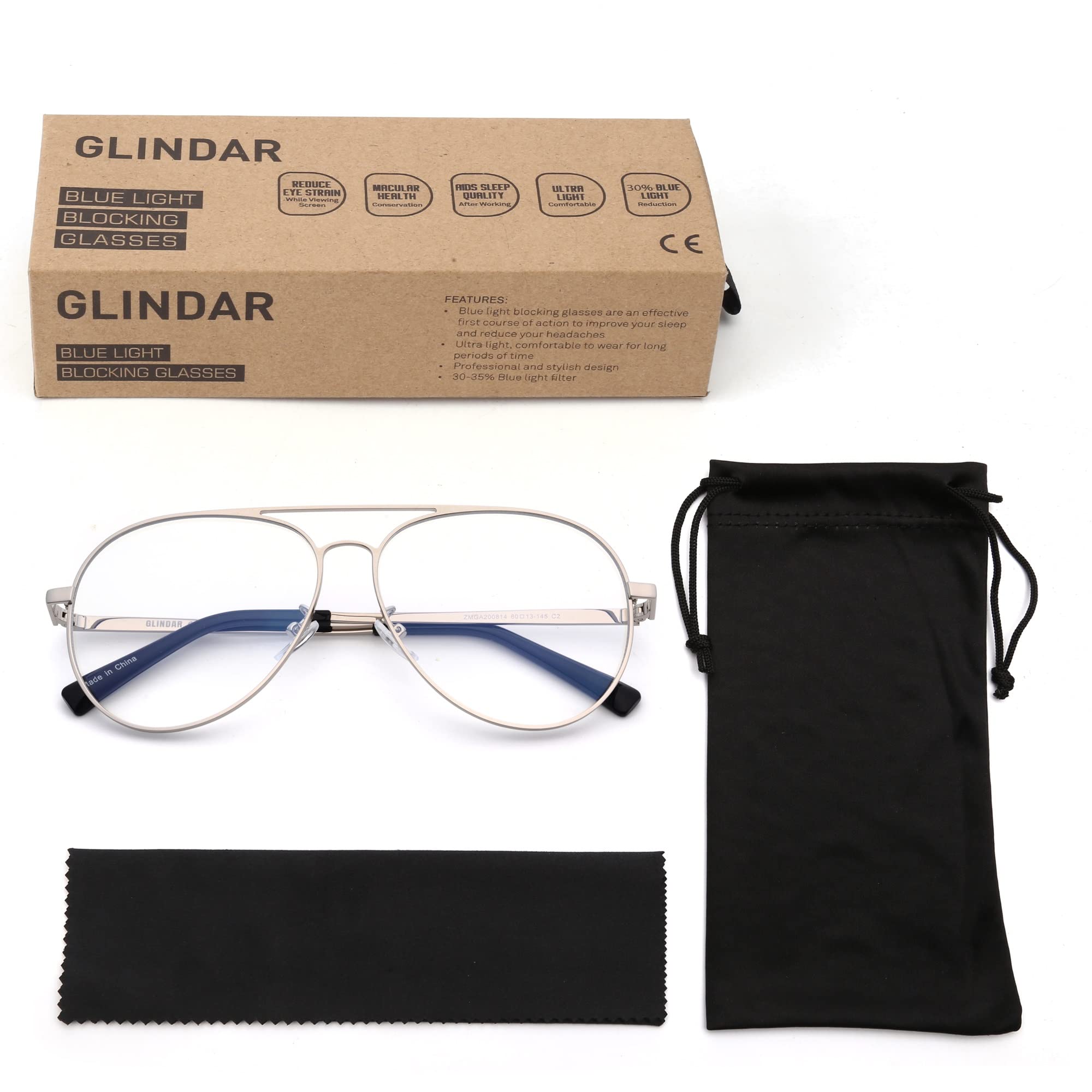 Glindar occhiali luce blu computer unisex metallo