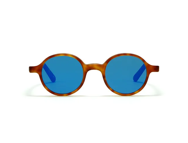 L.G.R Reunion occhiali da sole havana chiaro specchio blu