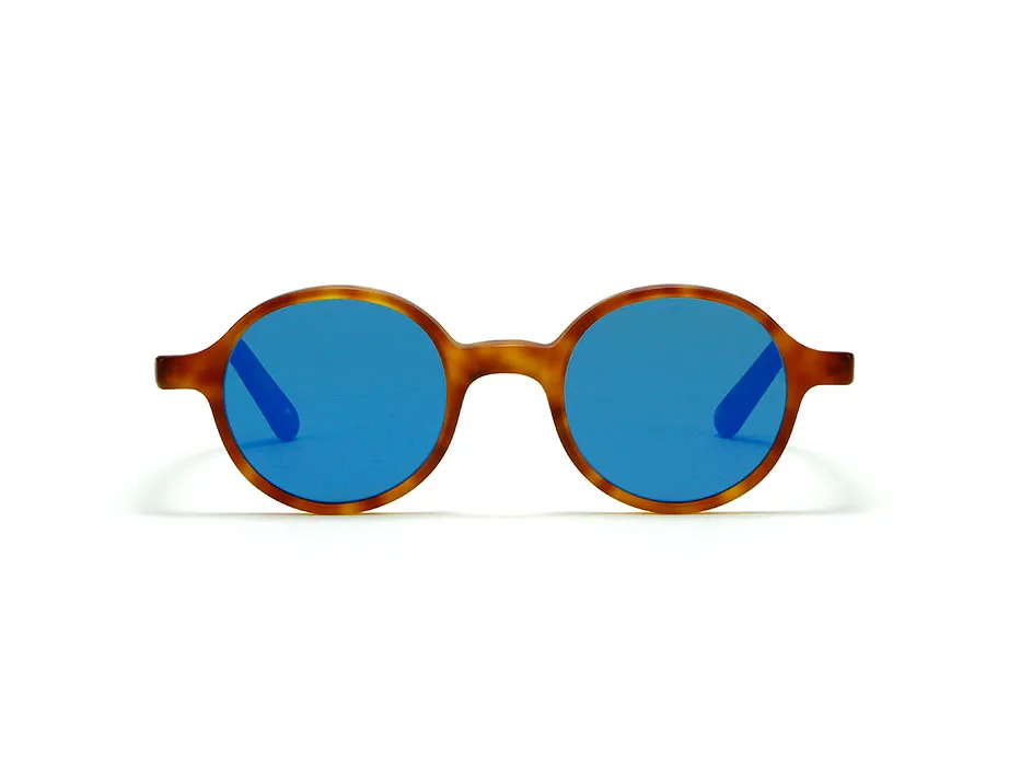 L.G.R Reunion occhiali da sole havana chiaro specchio blu