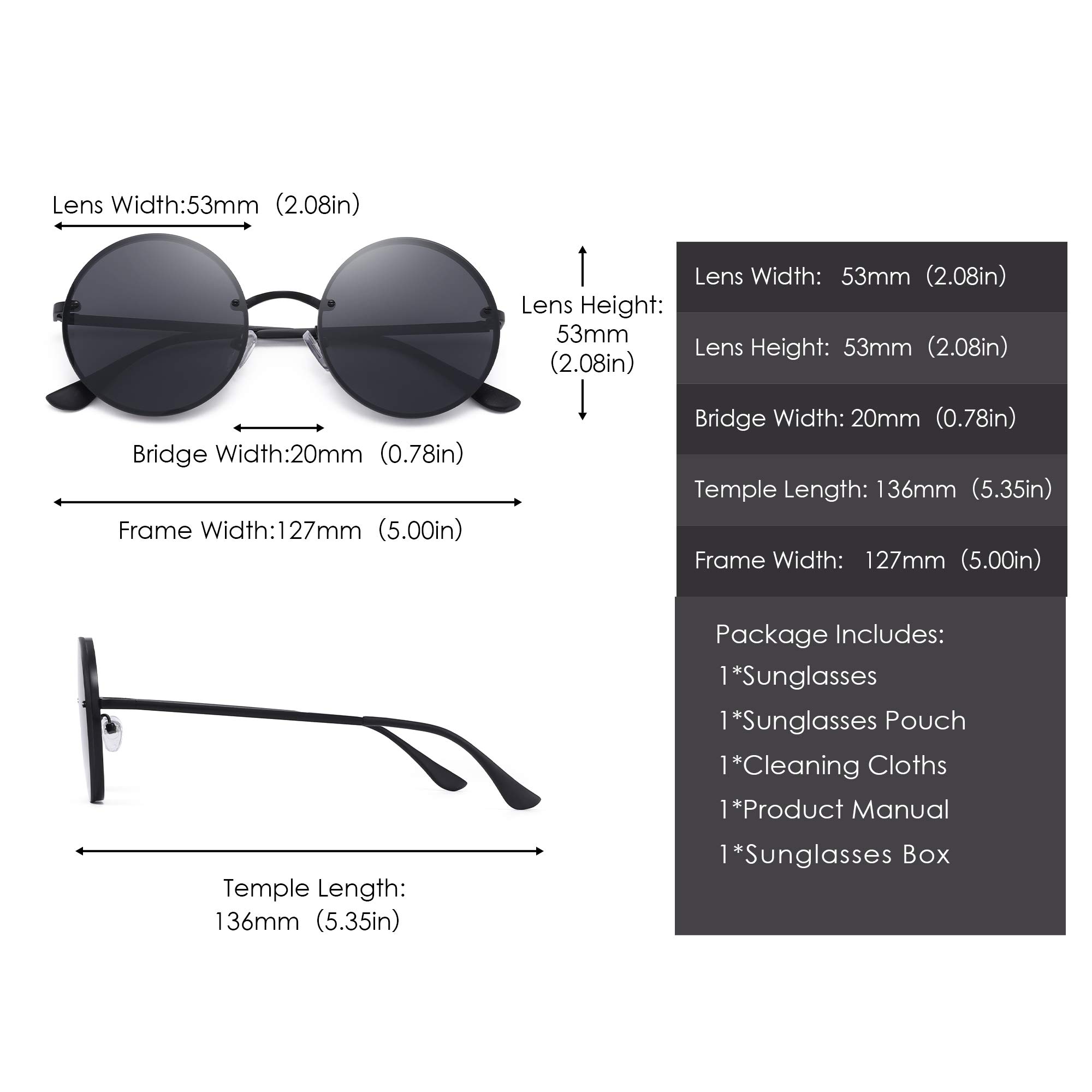 Glindar Retro Rotondi occhiali da sole tondi hippie unisex