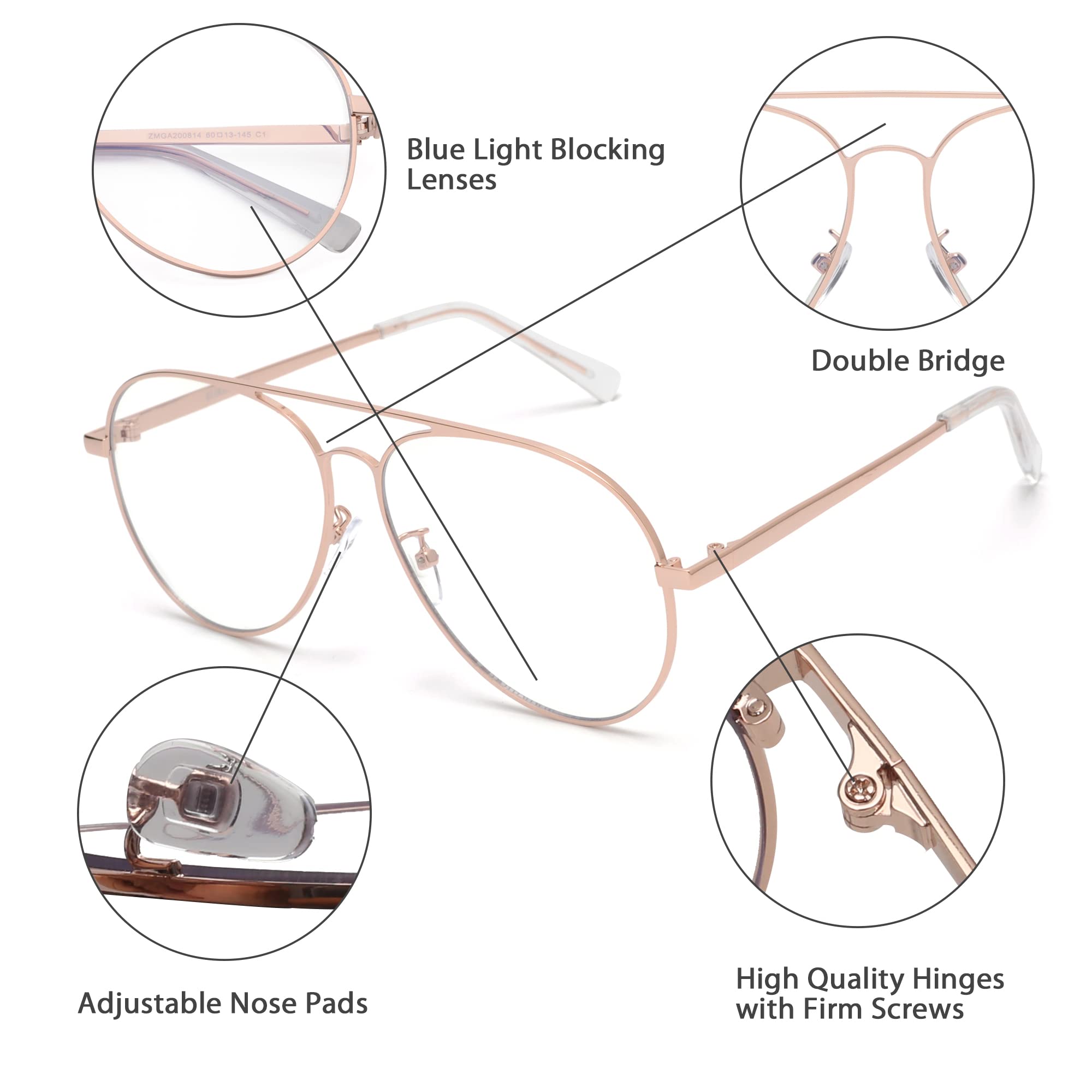 Glindar occhiali luce blu computer unisex metallo