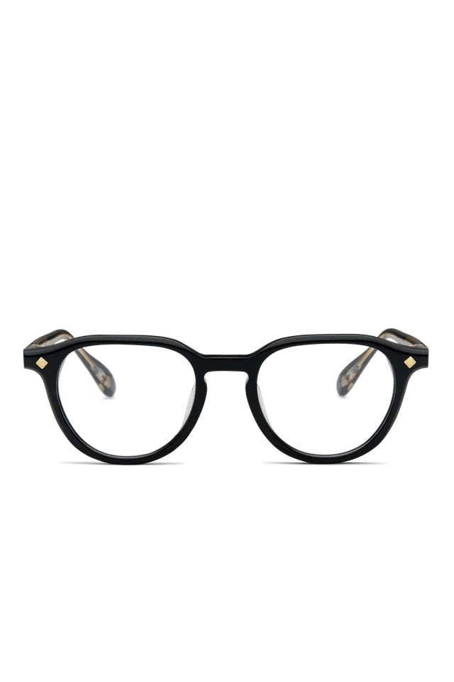 Lunetterie Générale Desert Rain occhiali vista nero oro pantos