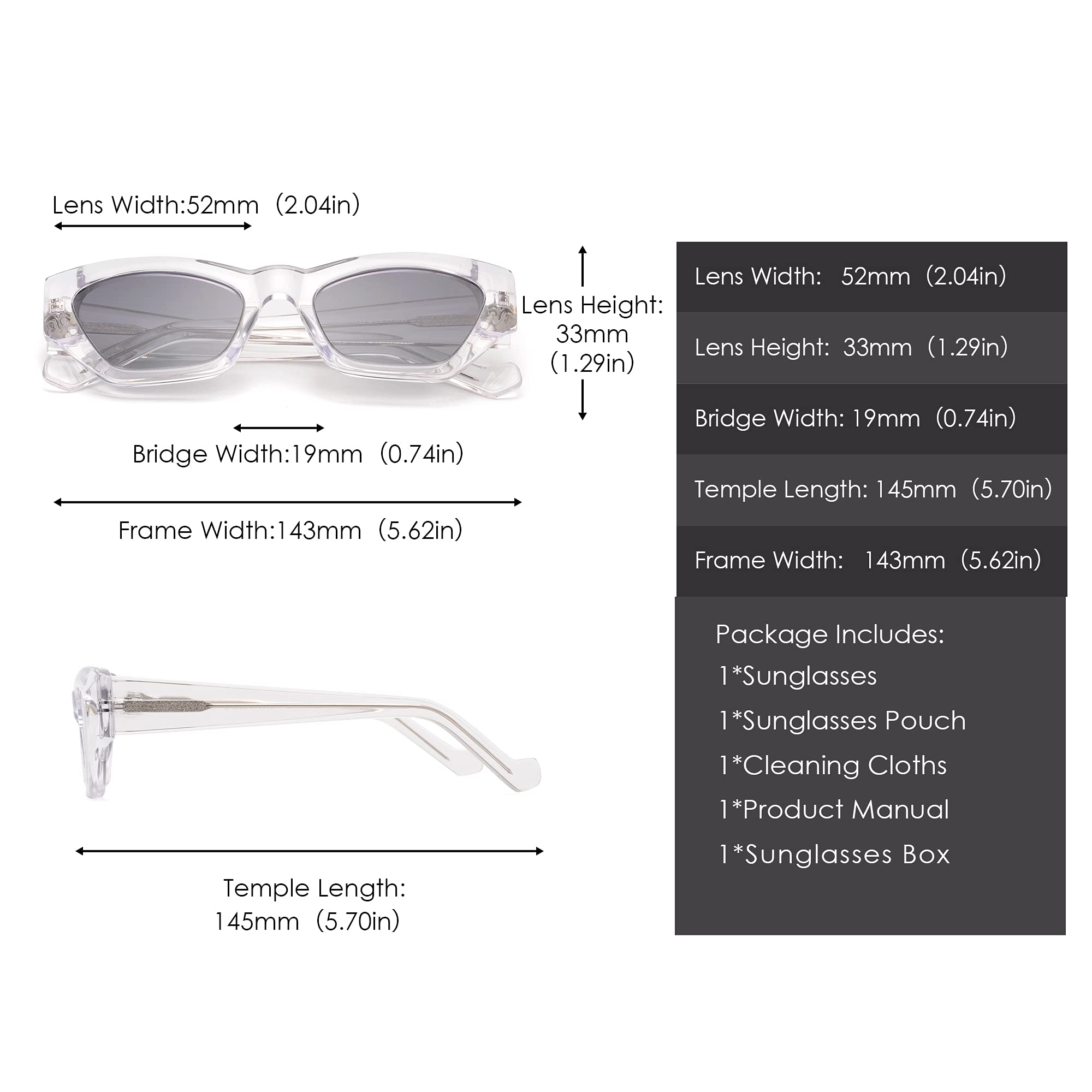 Glindar Cat Eye occhiali da sole polarizzati donna acetato
