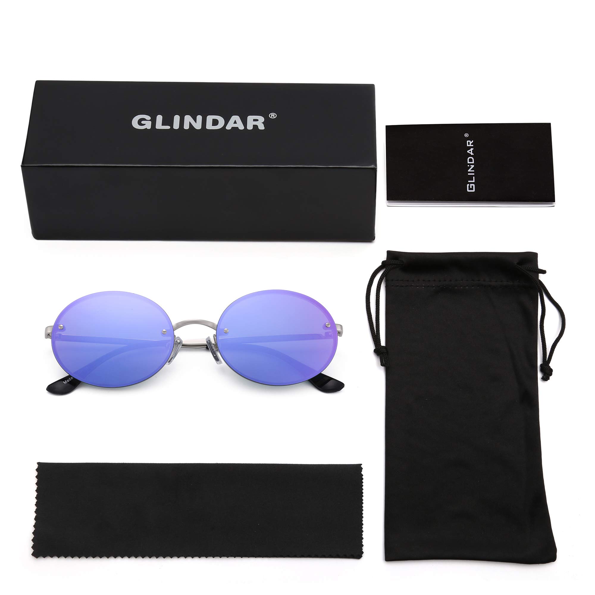 Glindar Vintage occhiali da sole ovali piccoli metallo