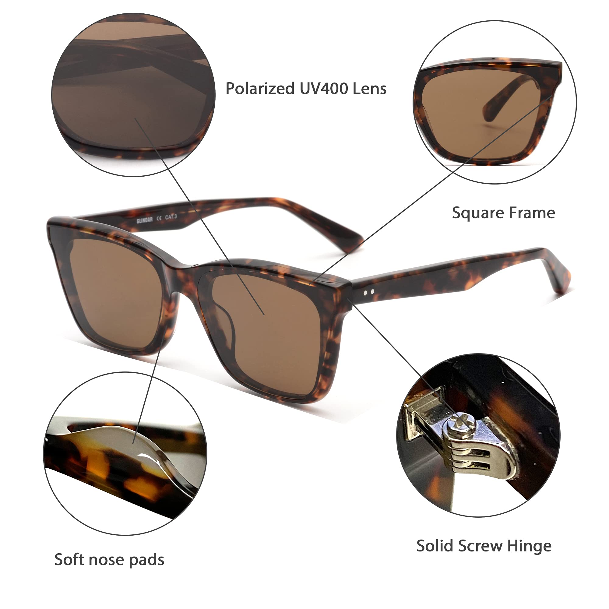 Glindar Quadrati Vintage occhiali da sole donna acetato