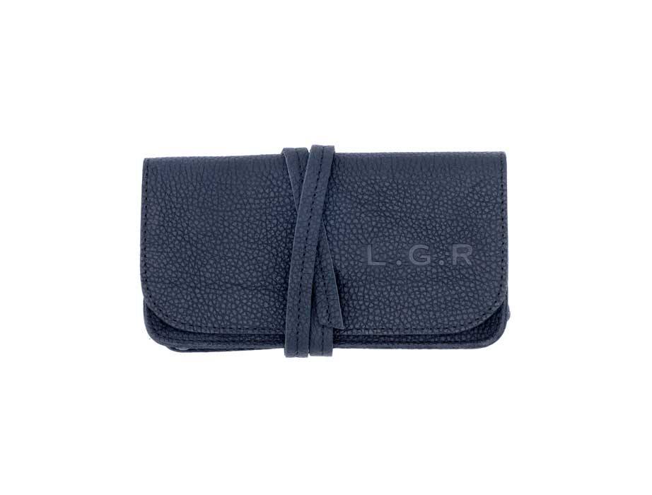 L.G.R Reunion Explorer Case custodia occhiali pelle blu