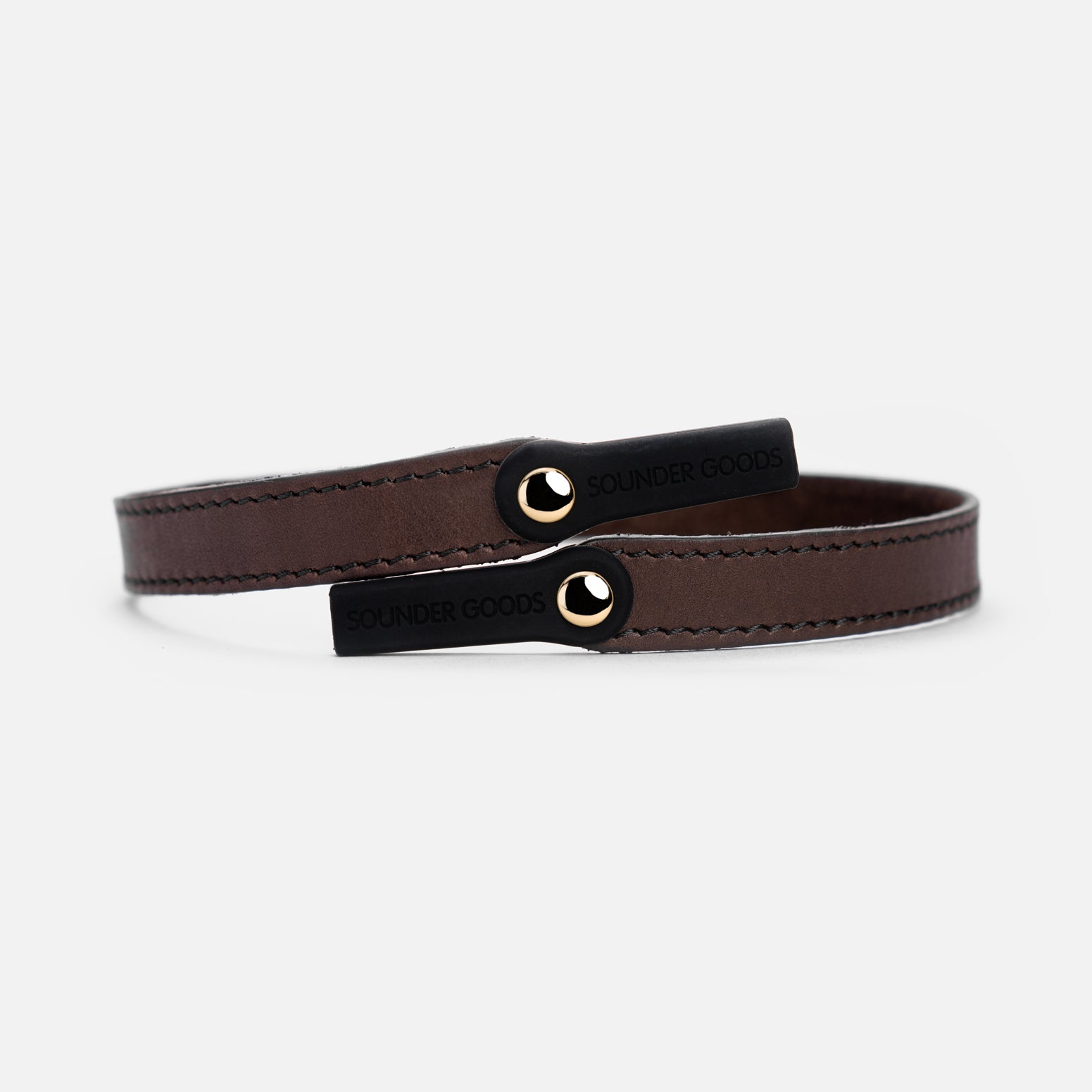 Randolph Sounder Goods cordino occhiali pelle marrone oro 23k