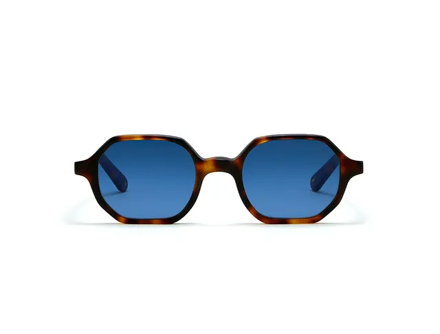 L.G.R Zanzibar occhiali da sole havana maculato lente blu