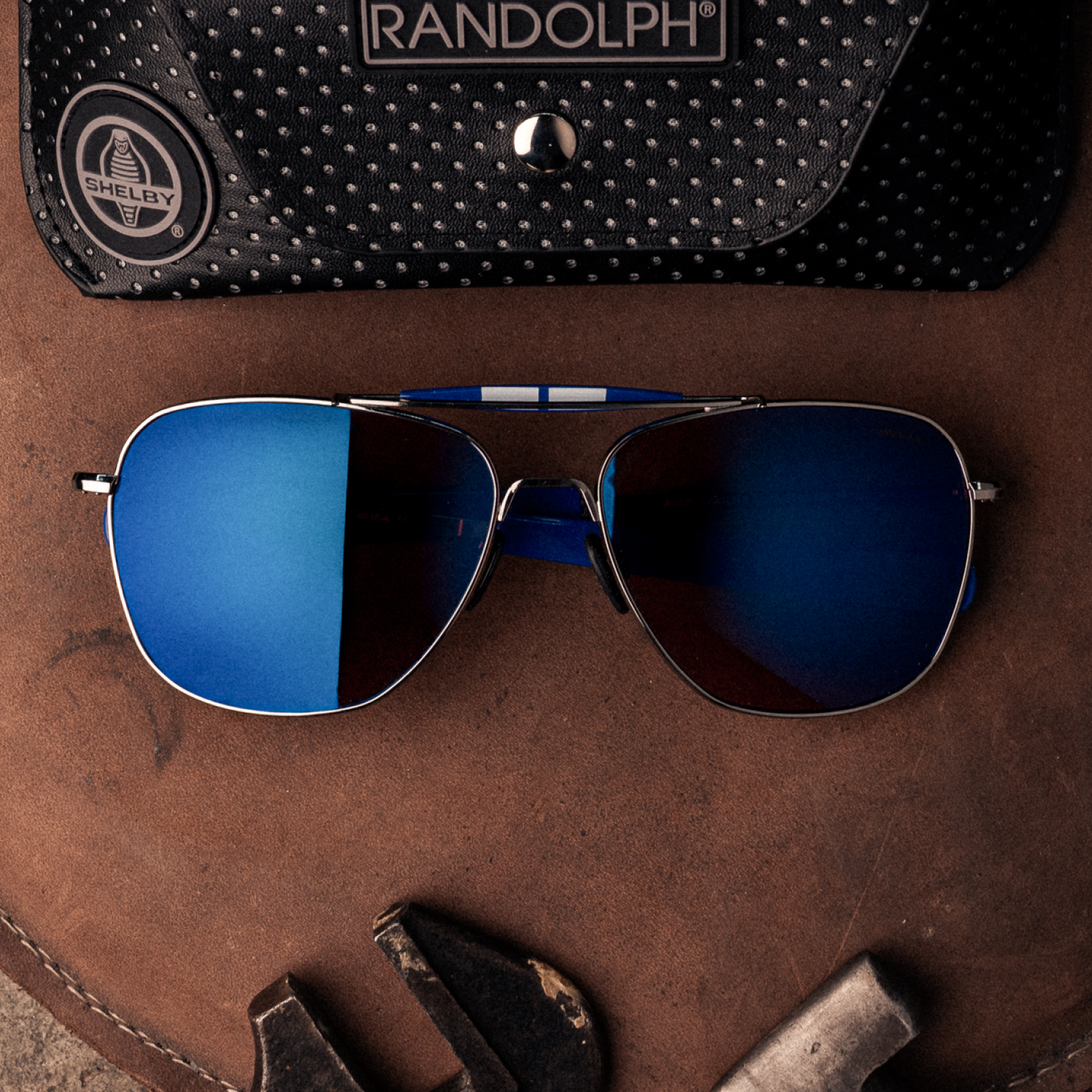 Randolph Shelby Aviator II Gunmetal Le Mans Blue occhiali da sole vetro