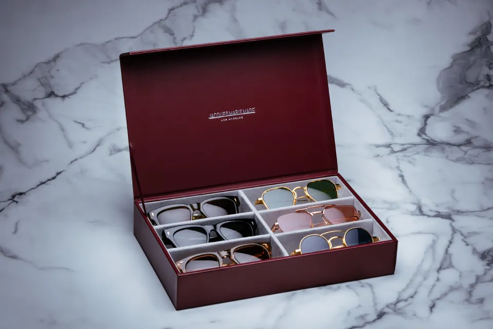 Jacques Marie Mage Tray Large vassoio portacchiali pelle burgundy
