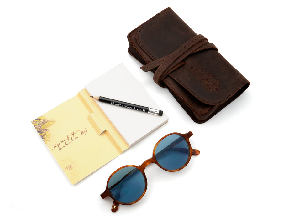 L.G.R Reunion Carnet de Voyage occhiali da sole champagne blu