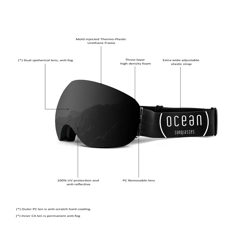 Ocean Sunglasses Arlberg maschera sci nera fumé