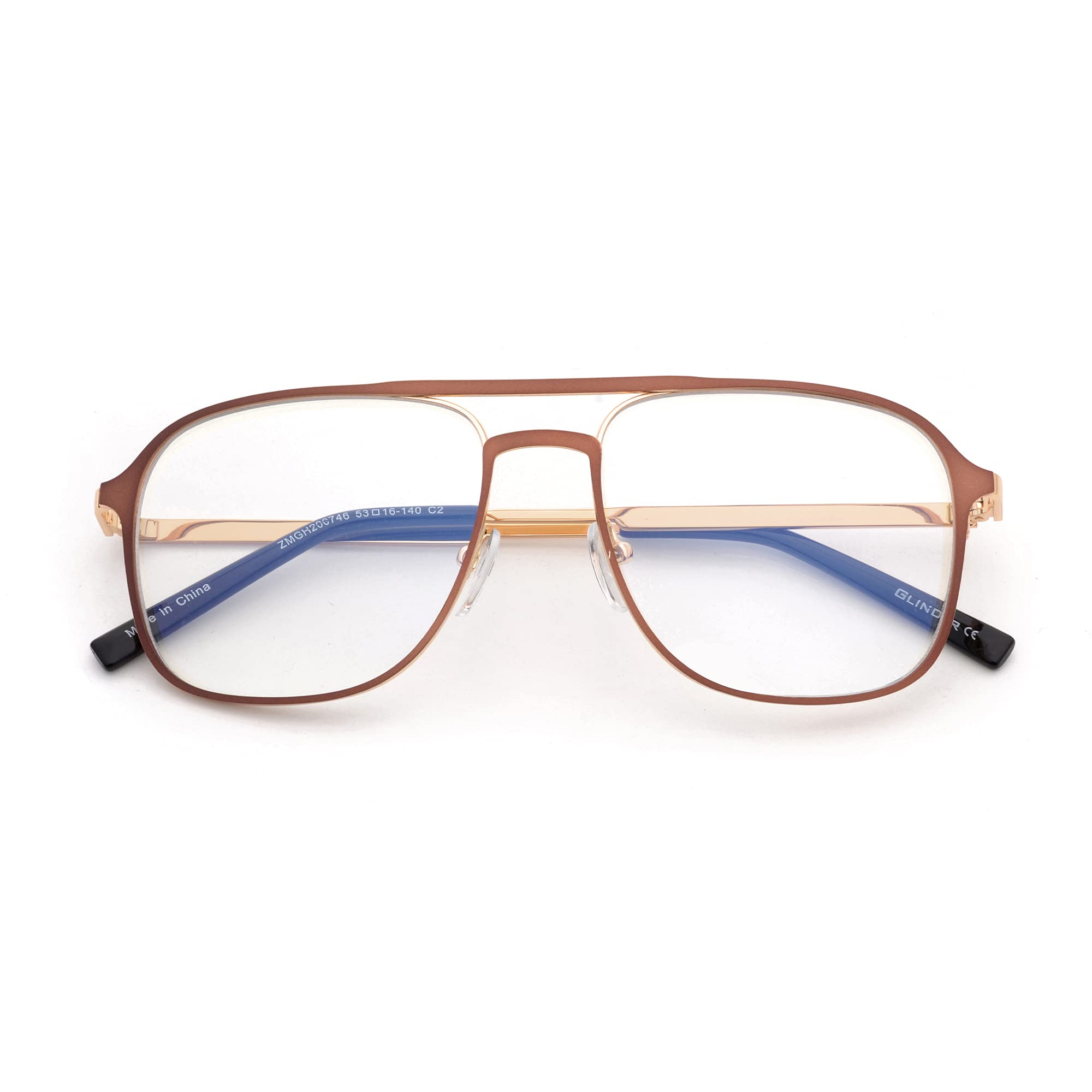 Glindar Occhiali Luce Blu Quadrati Donna Montatura Metallo