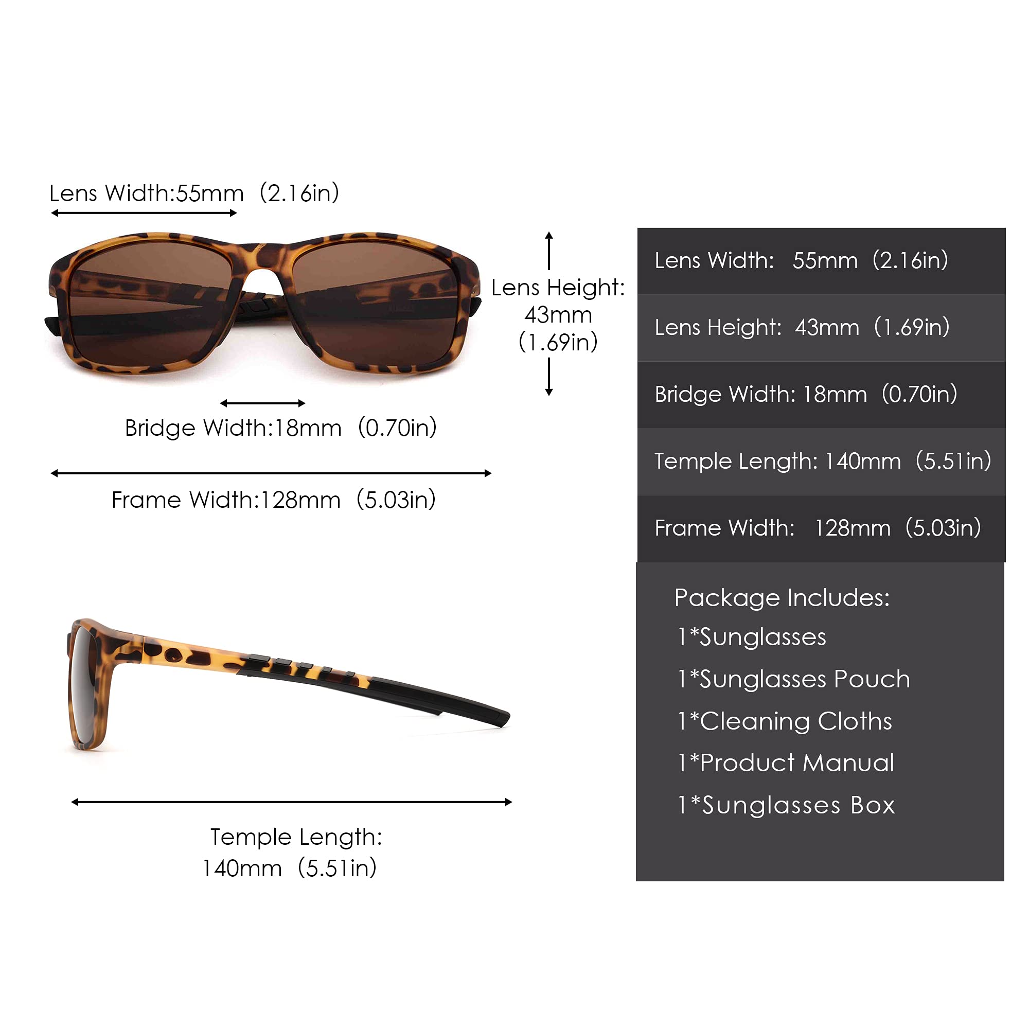 Glindar Retro Quadrato occhiali da sole polarizzati marroni uomo