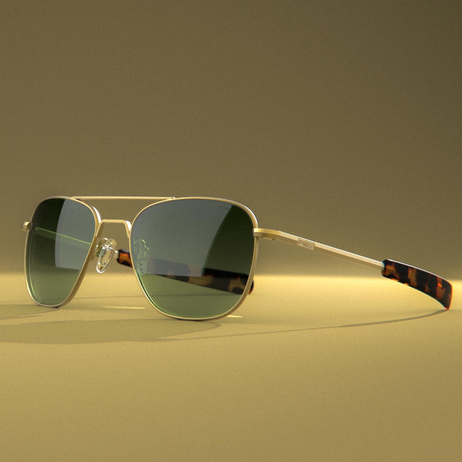Randolph Aviator 23k oro occhiali da sole polarizzati verdi 55
