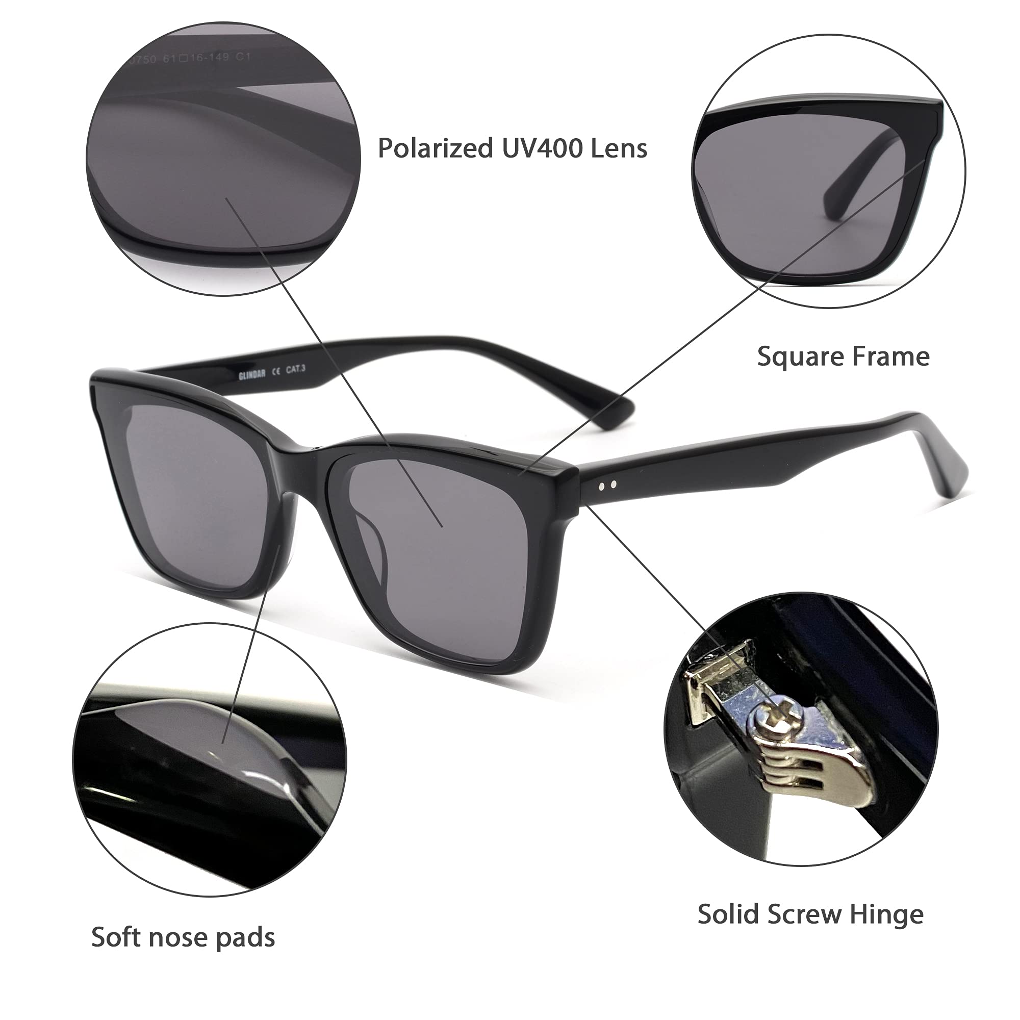 Glindar Quadrati Vintage occhiali sole acetato donna