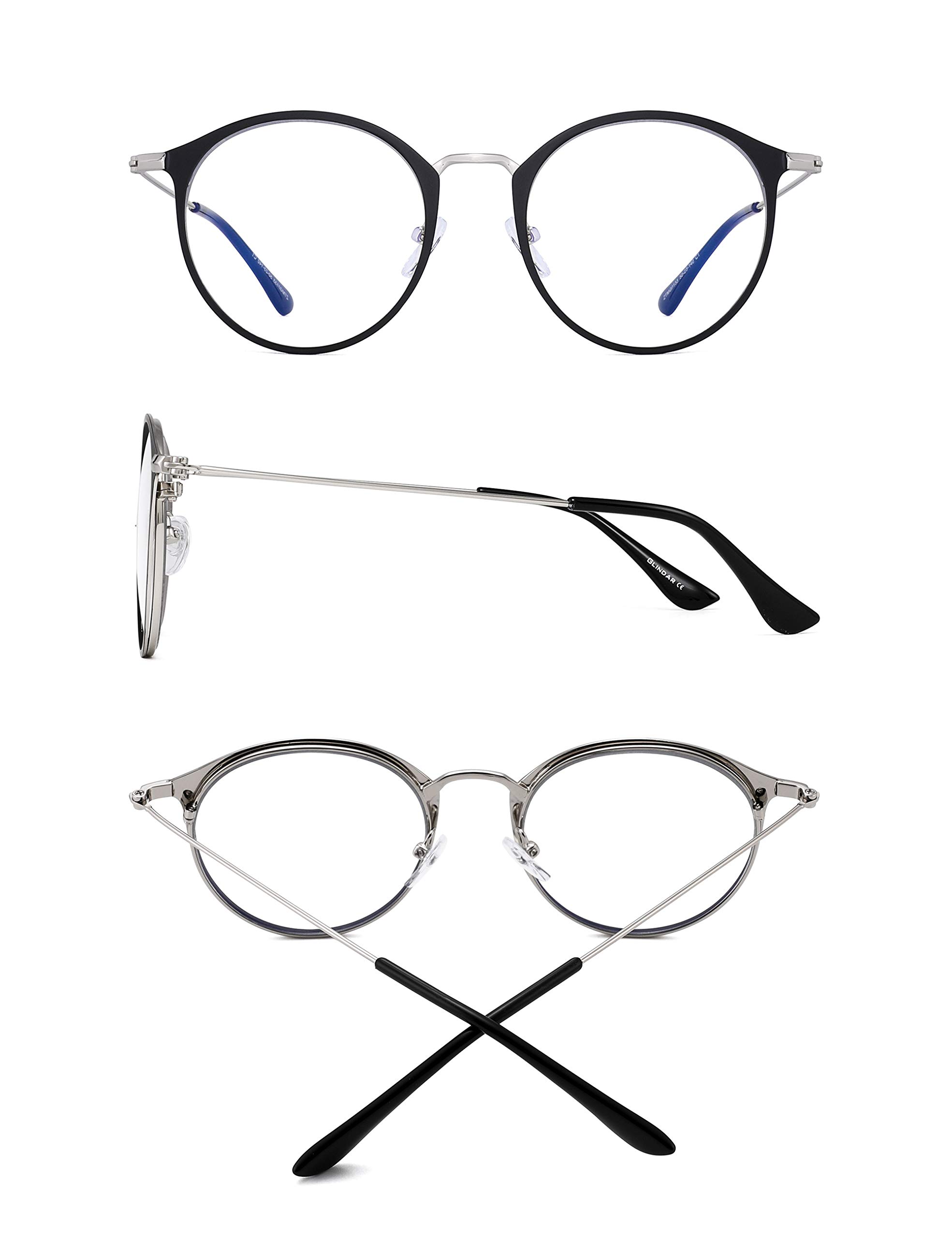Glindar occhiali luce blu rotondi metallo unisex