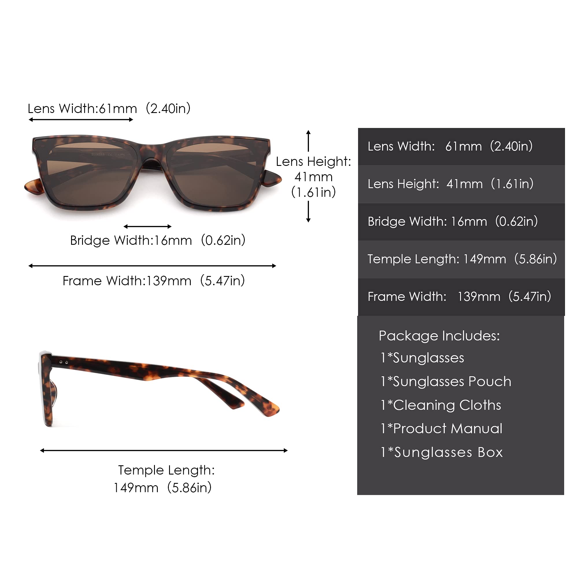 Glindar Quadrati Vintage occhiali da sole donna acetato