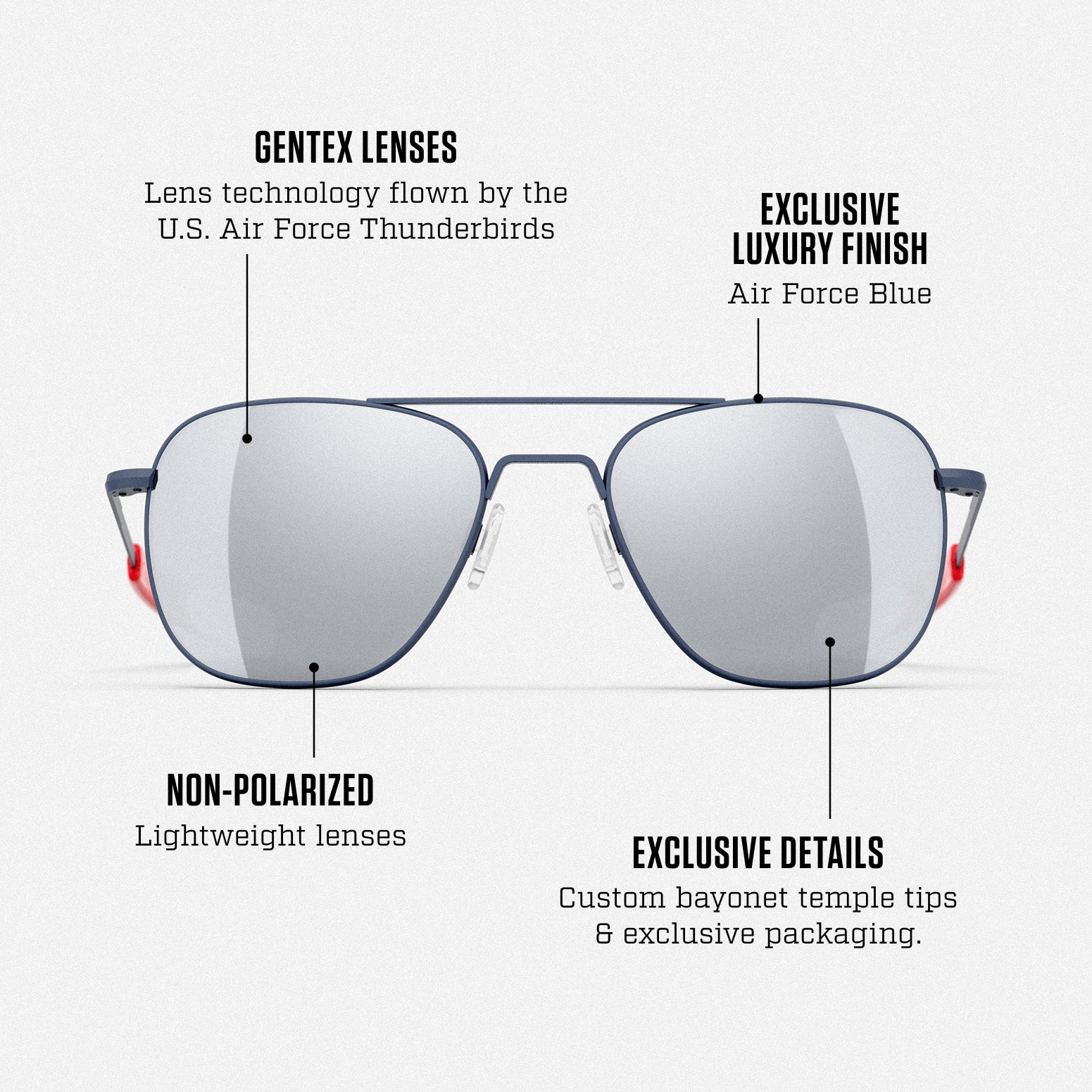 Randolph Aviator Thunderbirds occhiali da sole 55mm blu