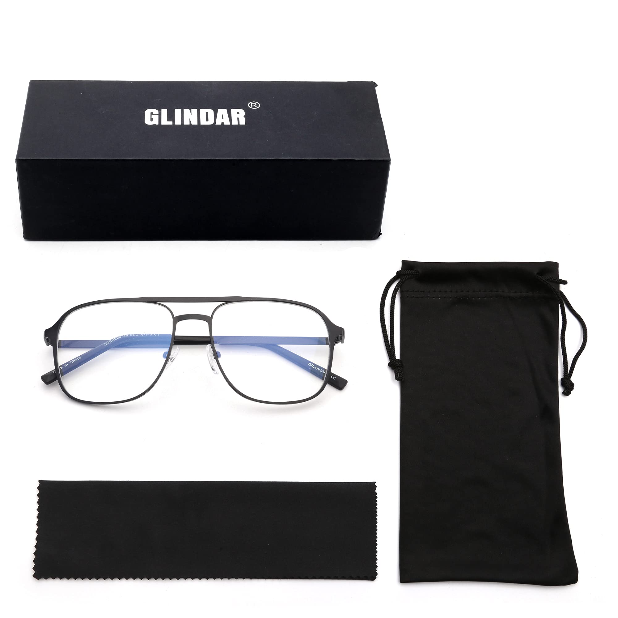 Glindar Occhiali Luce Blu Quadrati Donna Montatura Metallo