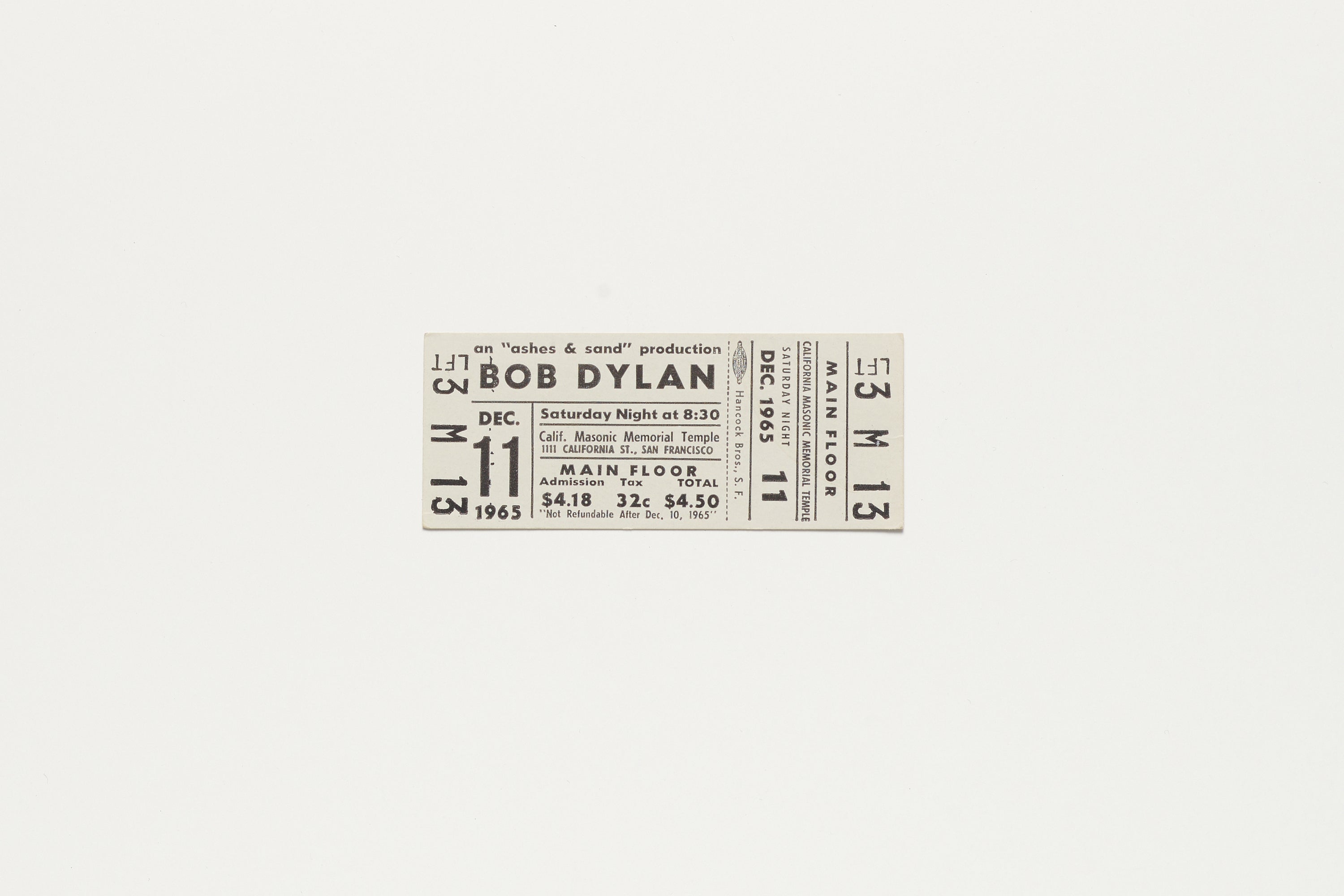 Jacques Marie Mage Bob Dylan biglietto concerto 1965 originale