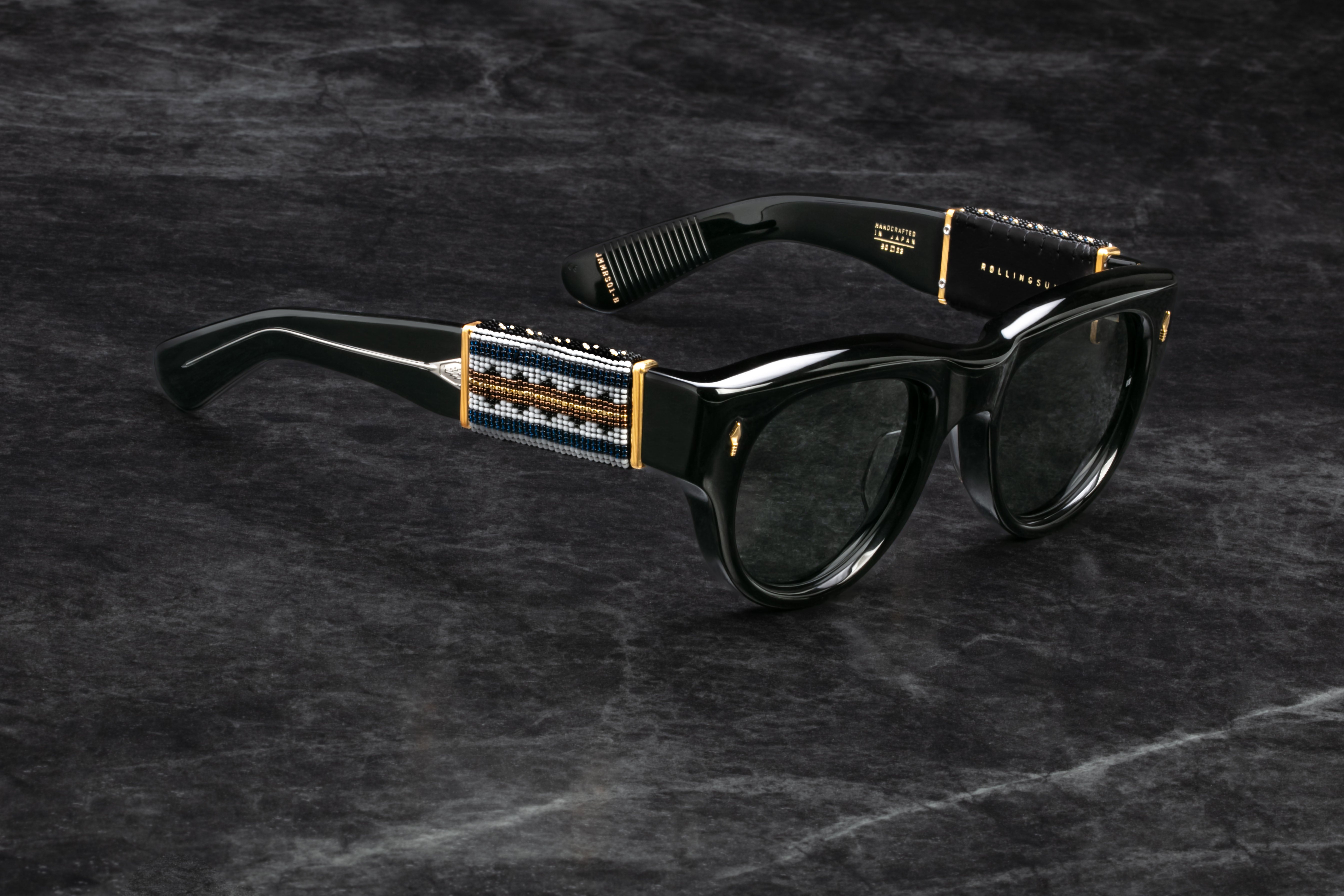 Jacques Marie Mage Beaded occhiali da sole ematite grigio