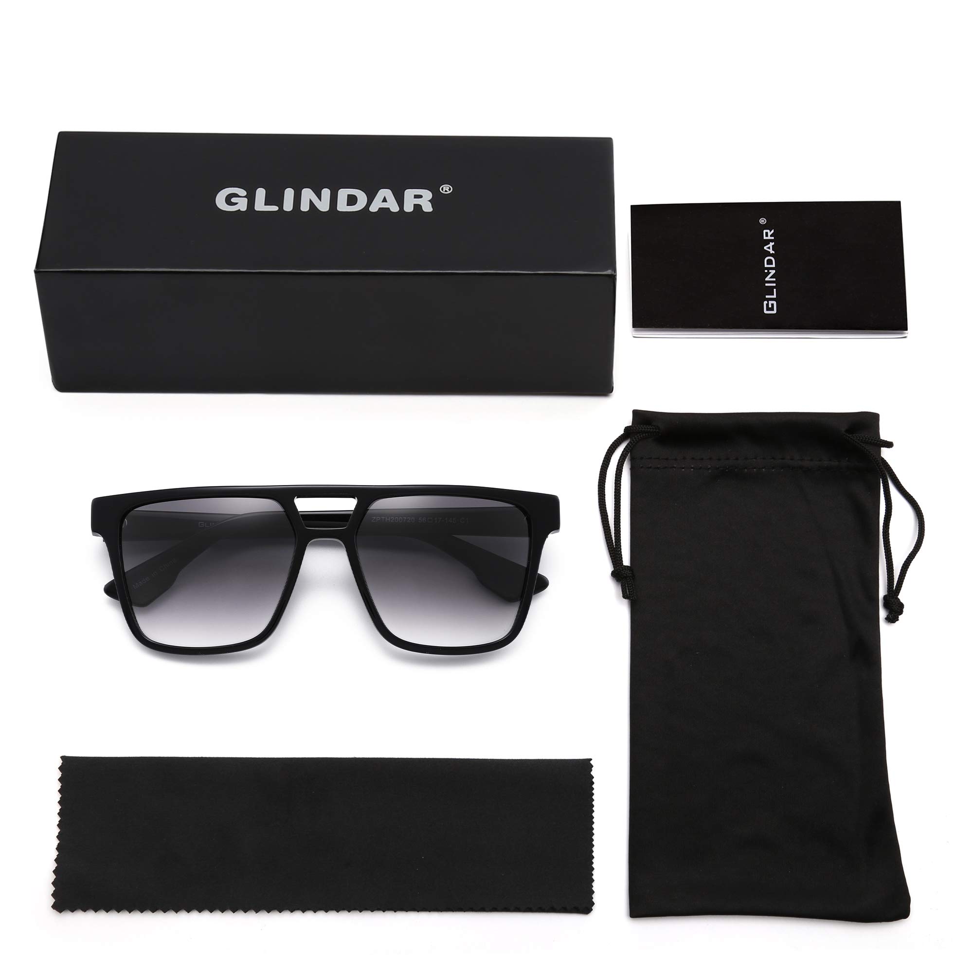 Glindar Retro Square occhiali da sole acetato sfumati unisex