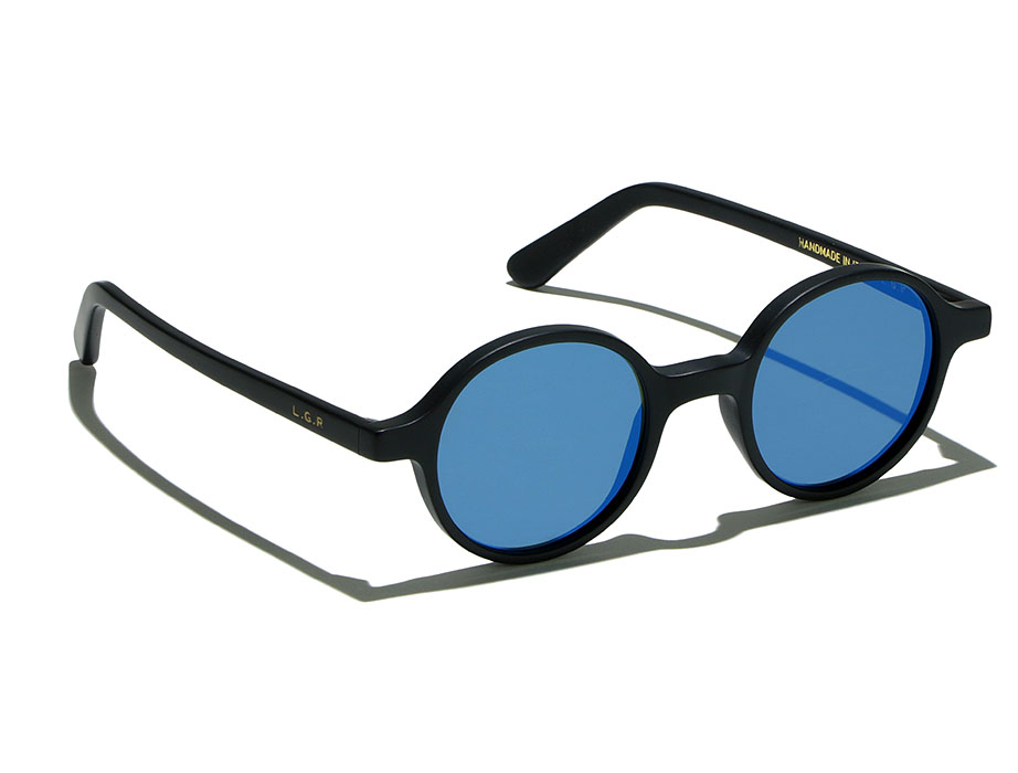 L.G.R Reunion occhiali da sole nero opaco blu specchiato