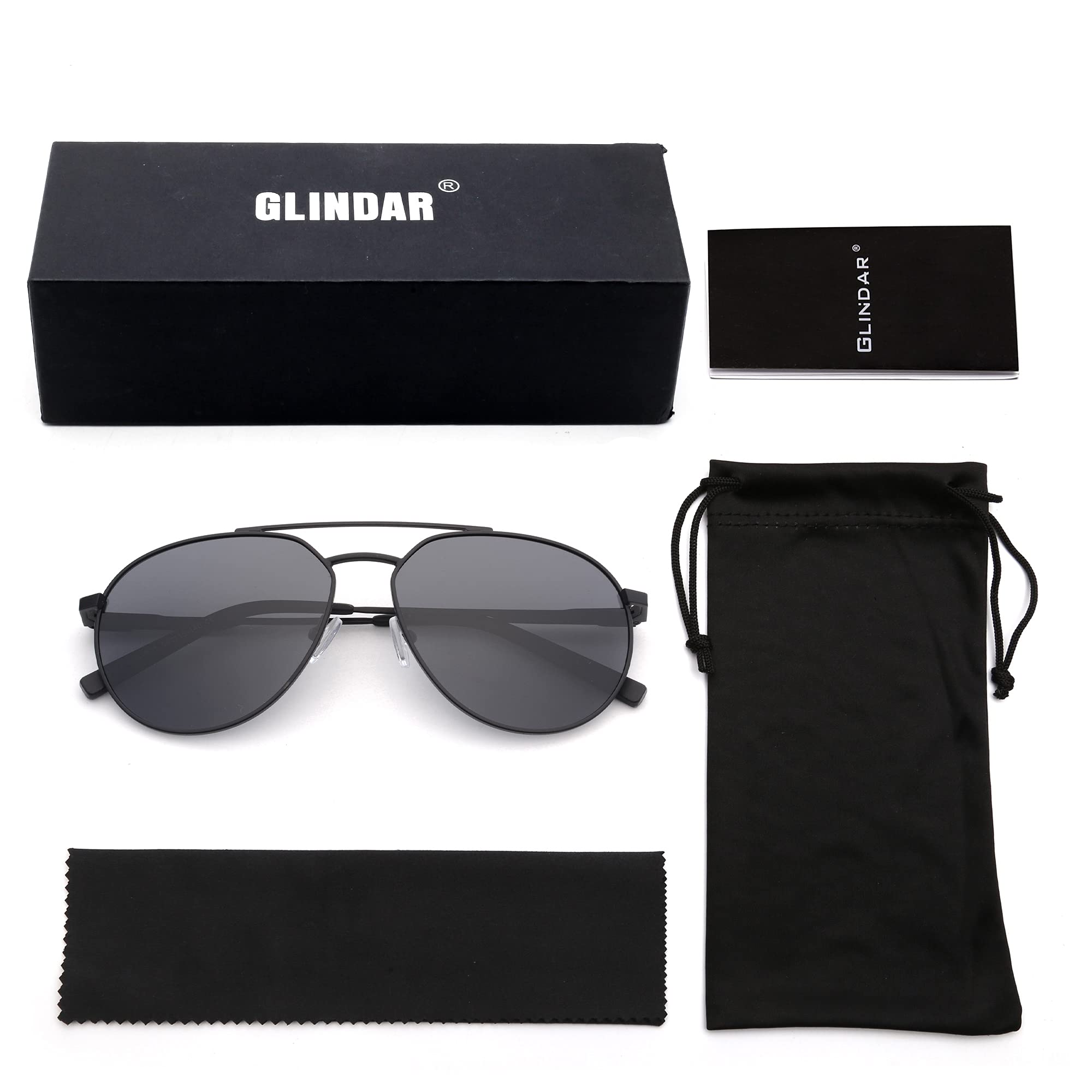 Glindar Pilot Classici occhiali da sole polarizzati metallo