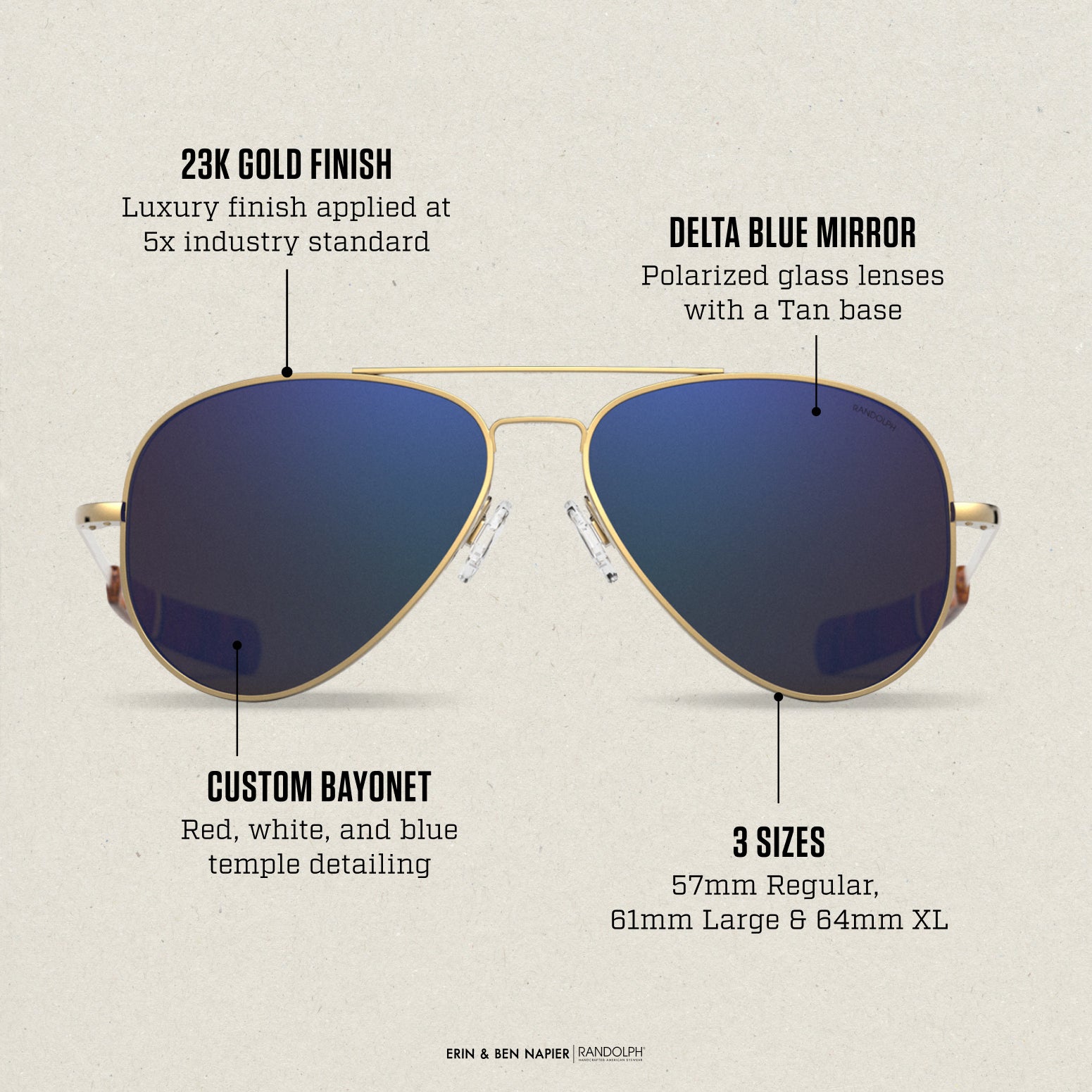 Randolph Amelia occhiali da vista 57mm oro rosa lenti chiare