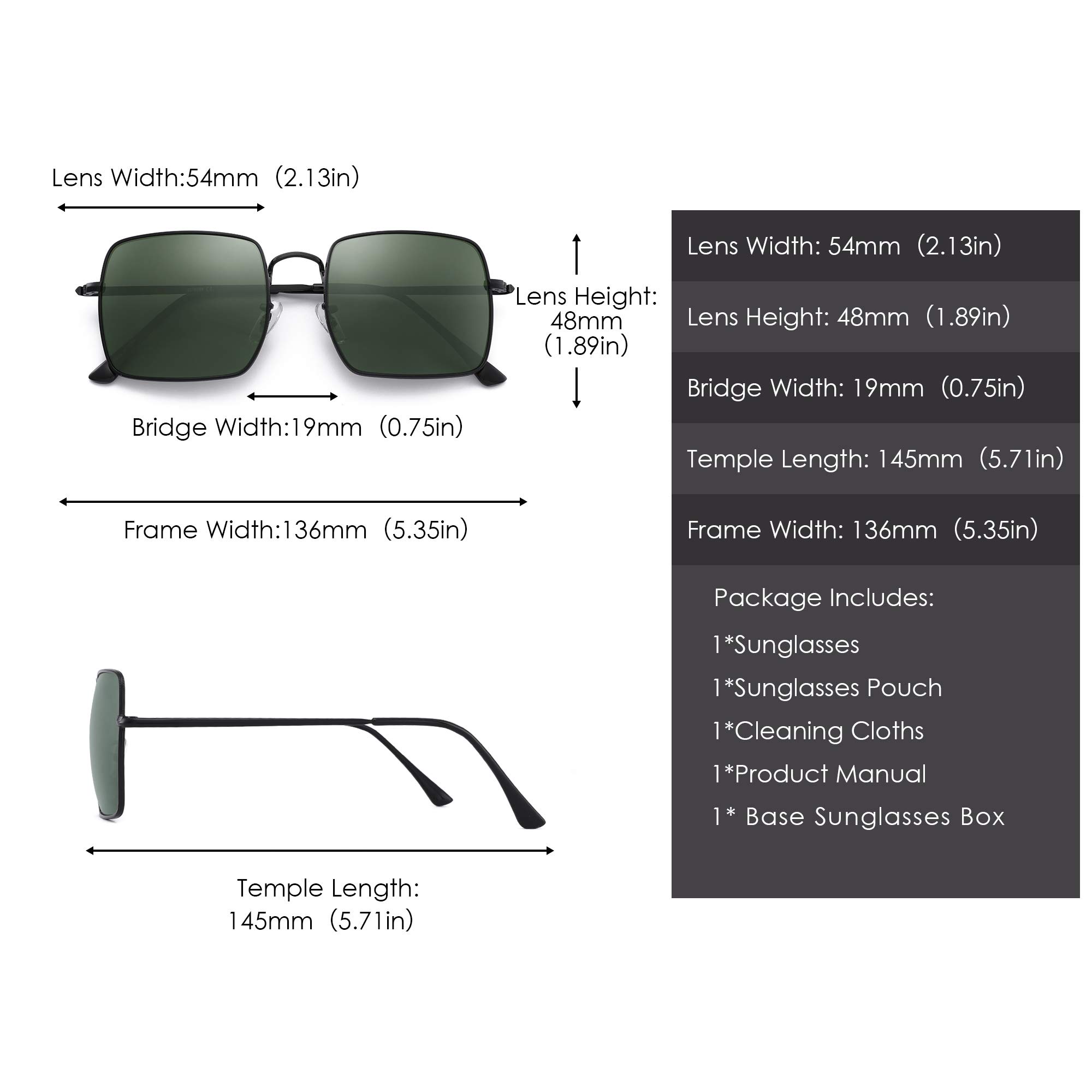 Glindar Quadrati Polarizzati occhiali da sole oversize metallo