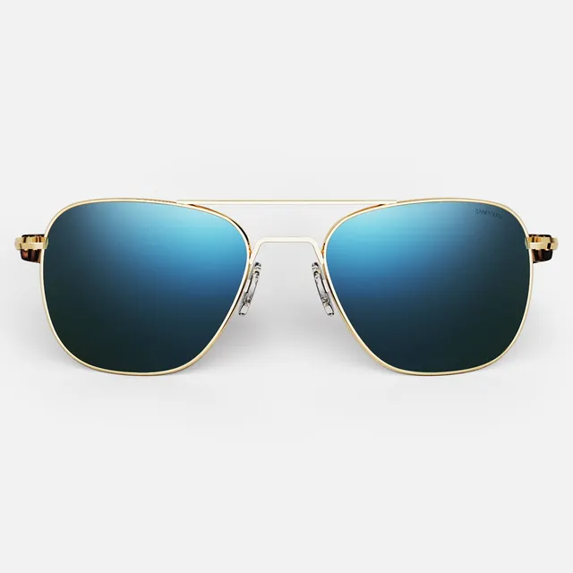 Randolph Aviator 23k Gold occhiali sole vetro Cobalt