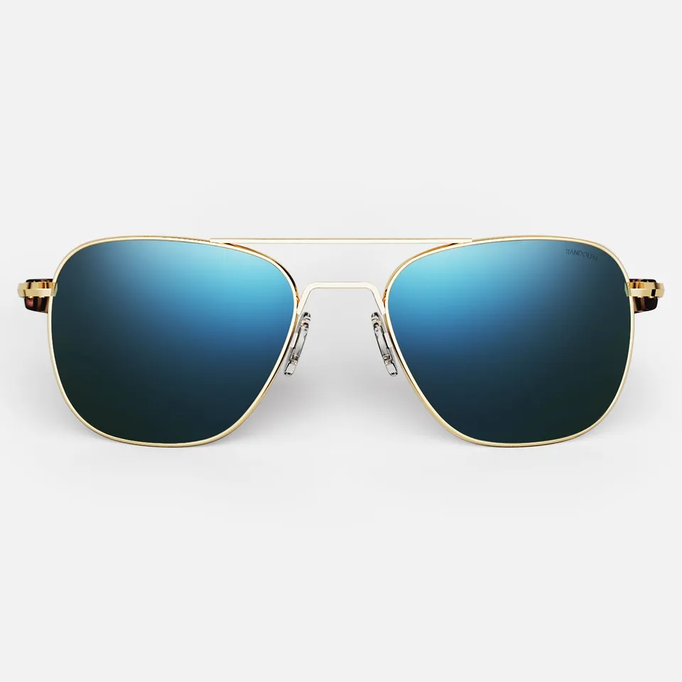 Randolph Aviator 23k Gold occhiali sole vetro Cobalt