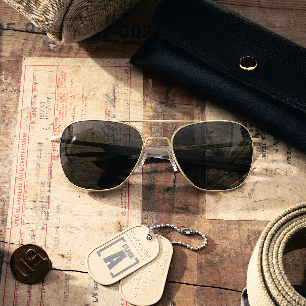 Randolph Class A Aviator occhiali da sole American Gray 55mm