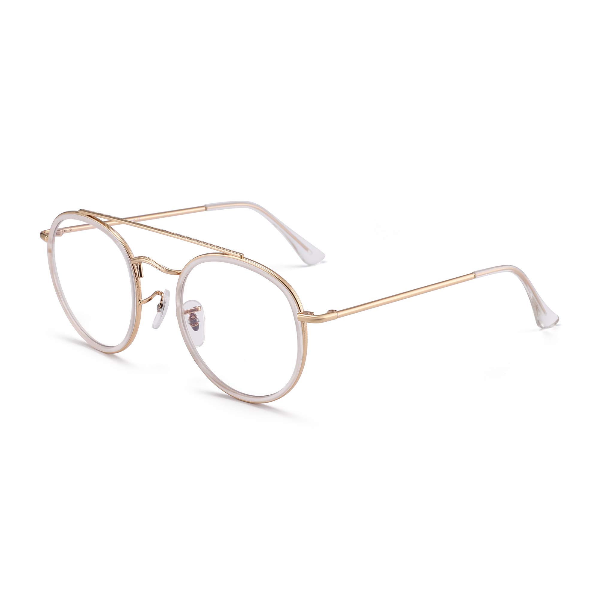 Glindar occhiali luce blu rotondi vintage doppio ponte donna