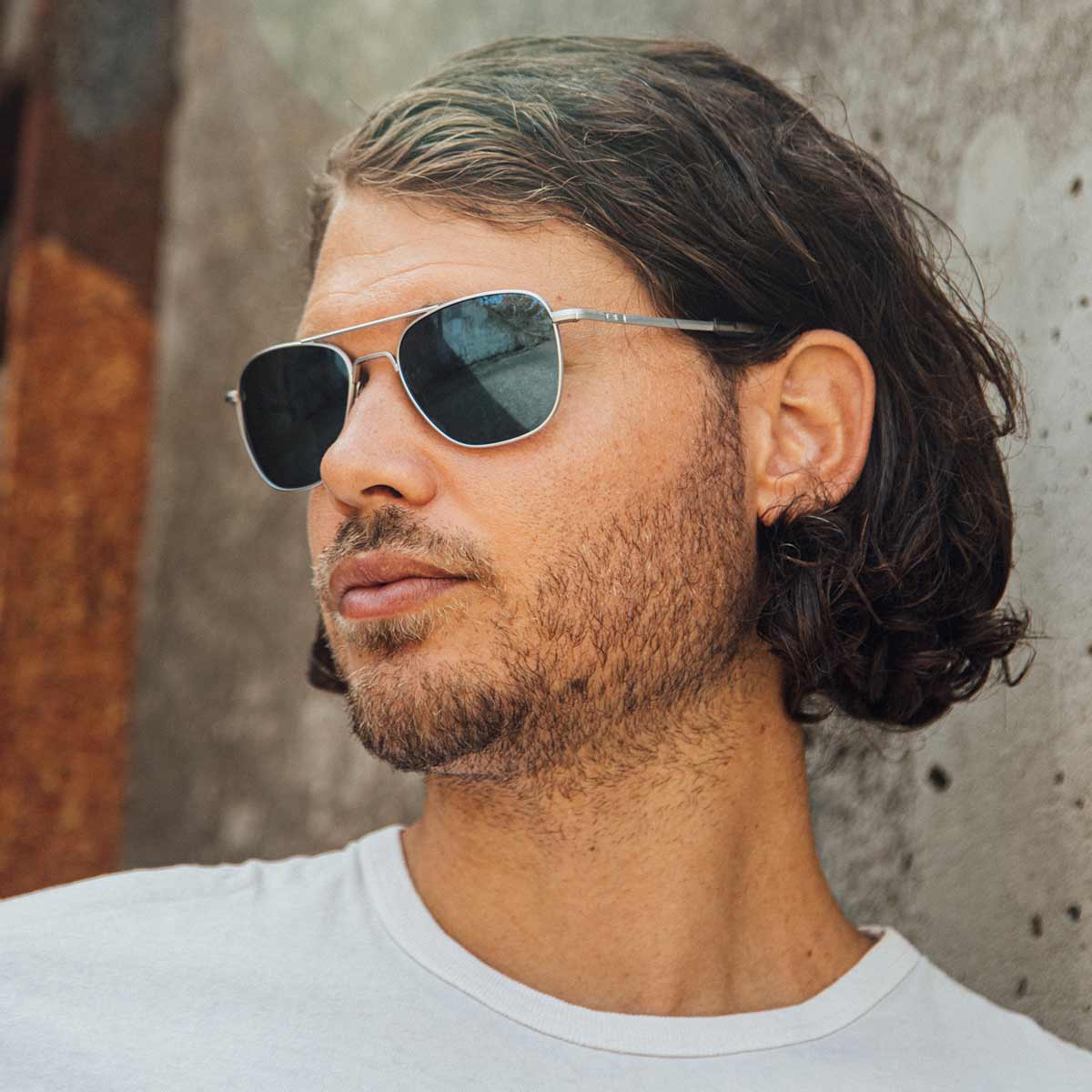 Randolph Aviator Matte Chrome Cobalt Occhiali Sole 55
