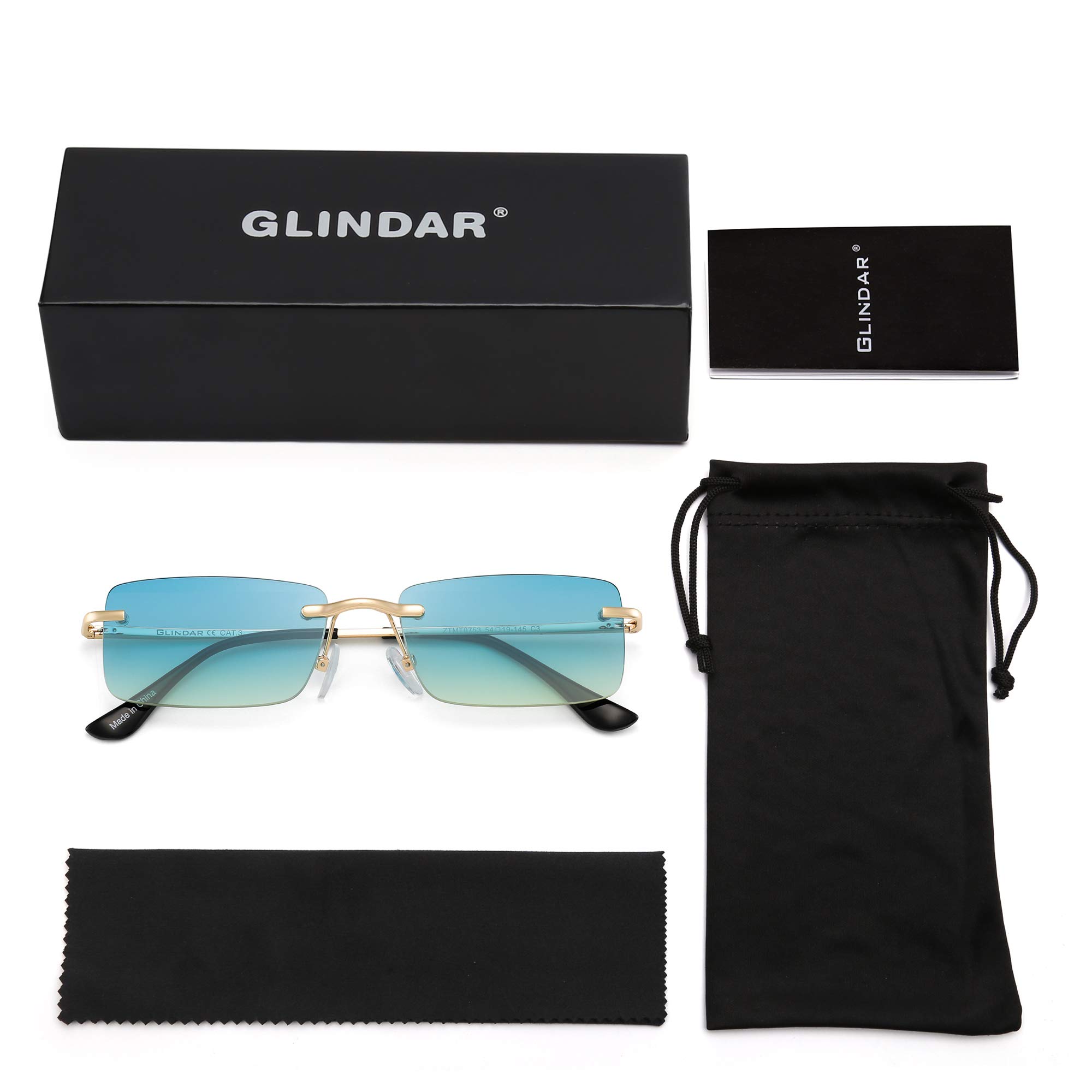 Glindar Rettangolari Senza Montatura Occhiali da Sole con Protezione UV