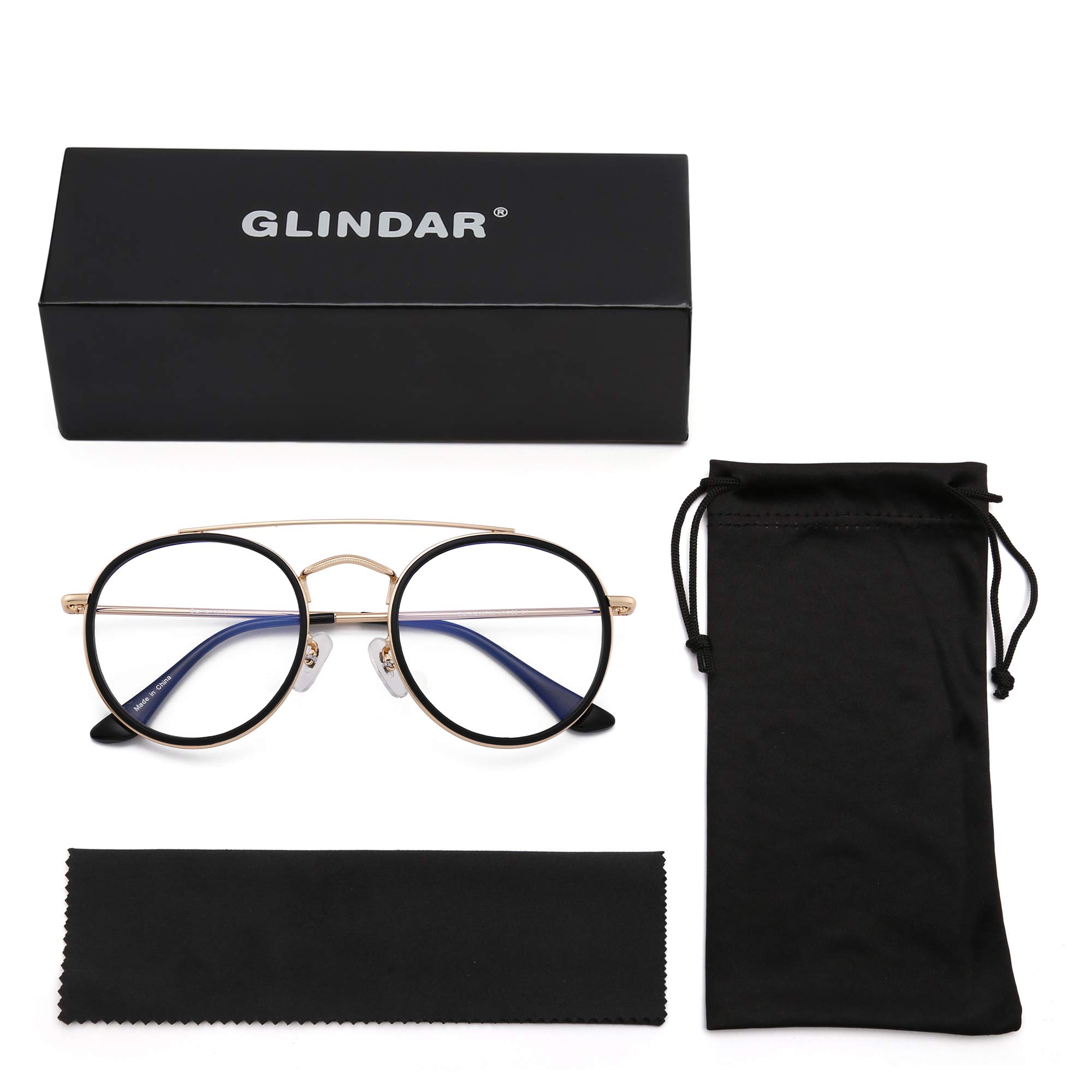 Glindar occhiali luce blu rotondi vintage doppio ponte donna