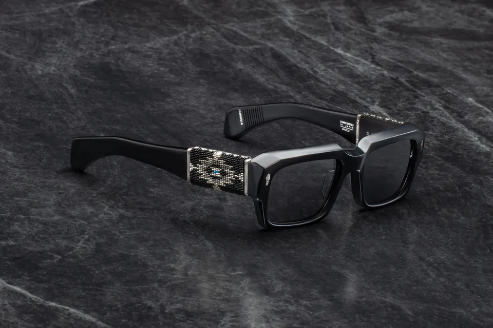 Jacques Marie Mage Beaded Dakota occhiali da sole 01B Hematite perline