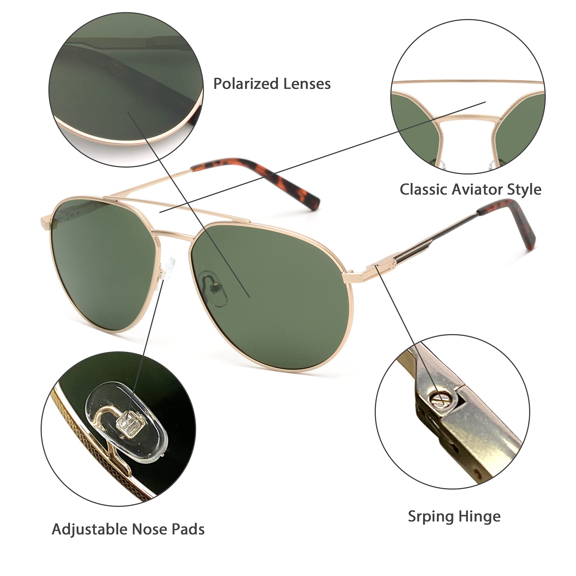 Glindar Pilot Aviatore occhiali da sole metallo polarizzati
