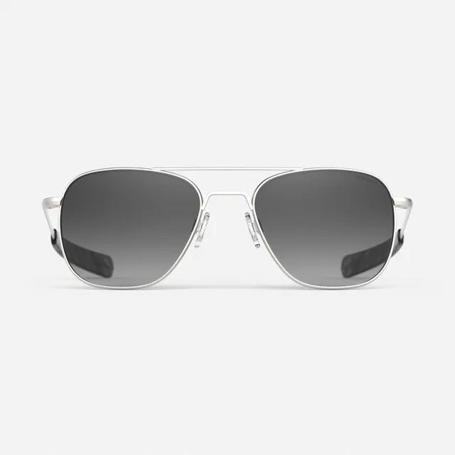 Randolph Aviator Satin Silver & Coastal Gray occhiali da sole