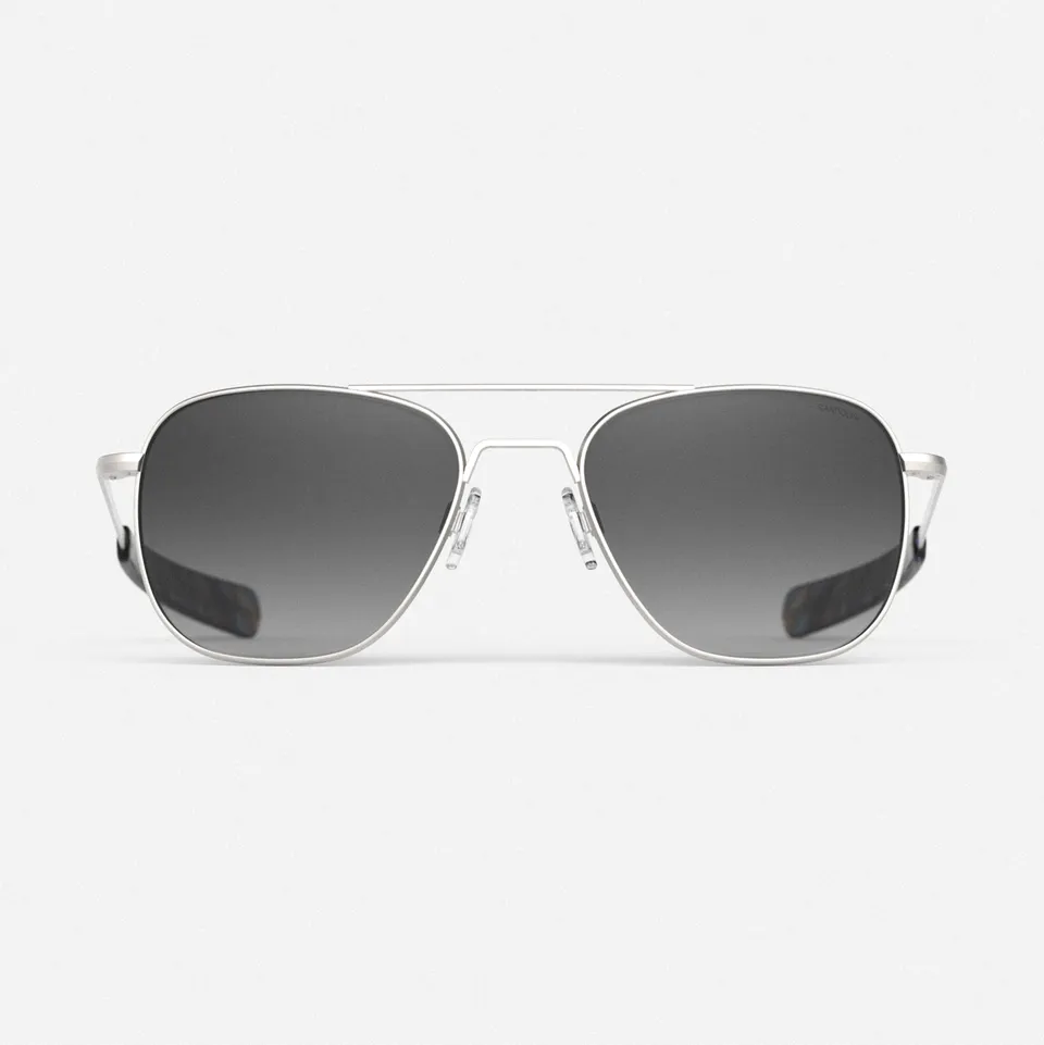 Randolph Aviator Satin Silver & Coastal Gray occhiali da sole