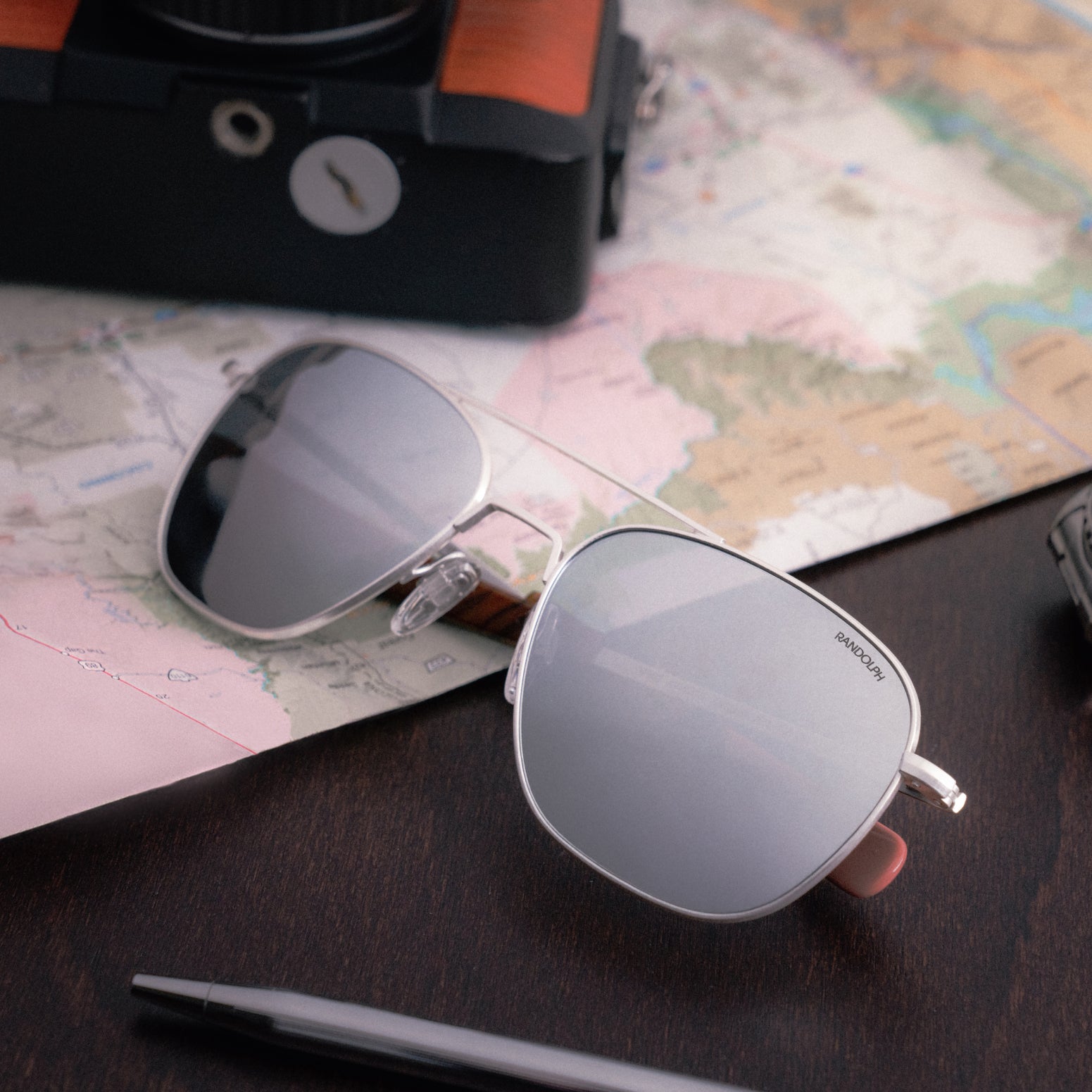 Randolph Aviator Satin Silver Silver Mirror occhiali sole 55