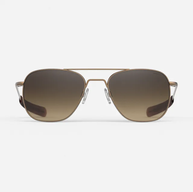 Randolph Aviator 22k Satin Chocolate Gold Cape Sand occhiali da sole polarizzati