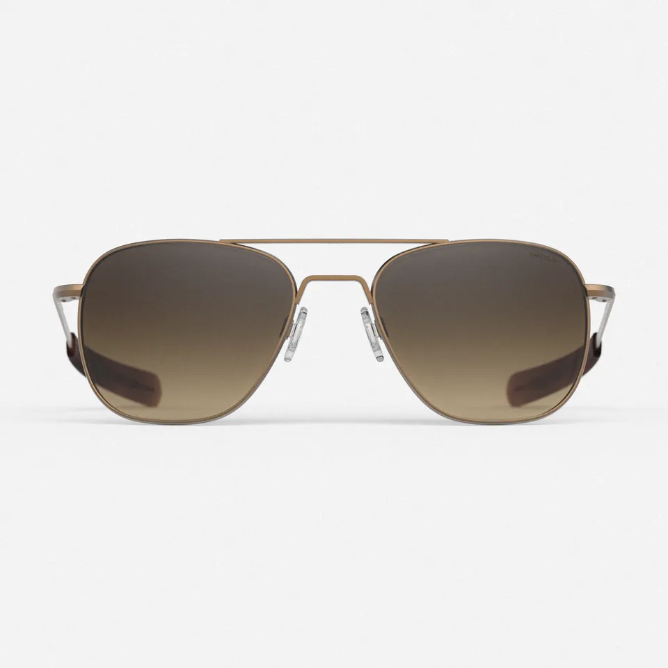 Randolph Aviator 22k Satin Chocolate Gold Cape Sand occhiali da sole polarizzati