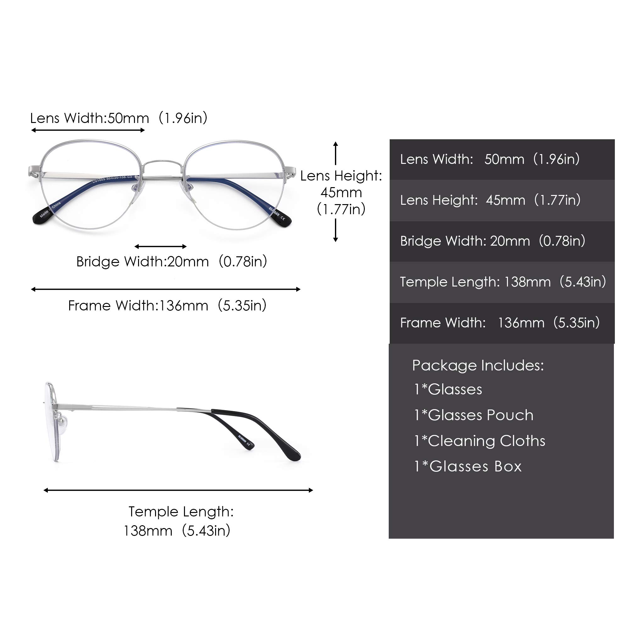 Glindar Rotondi occhiali luce blu computer unisex filtro blu