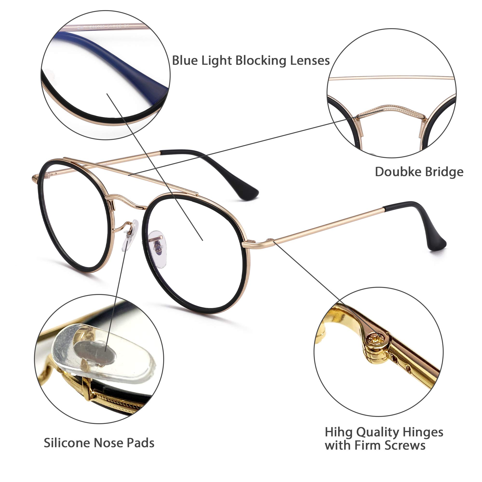 Glindar occhiali luce blu rotondi vintage doppio ponte donna