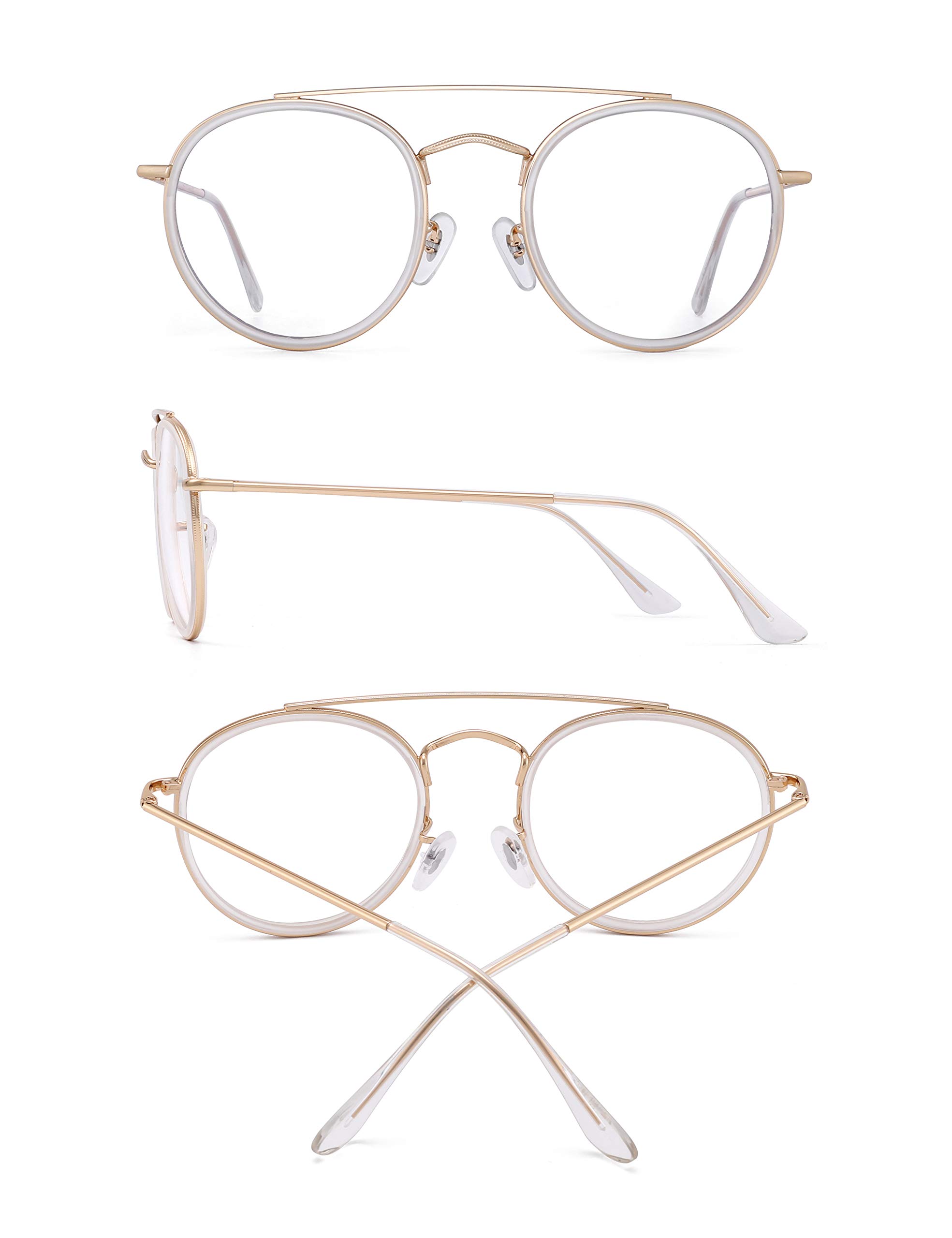 Glindar occhiali luce blu rotondi vintage doppio ponte donna