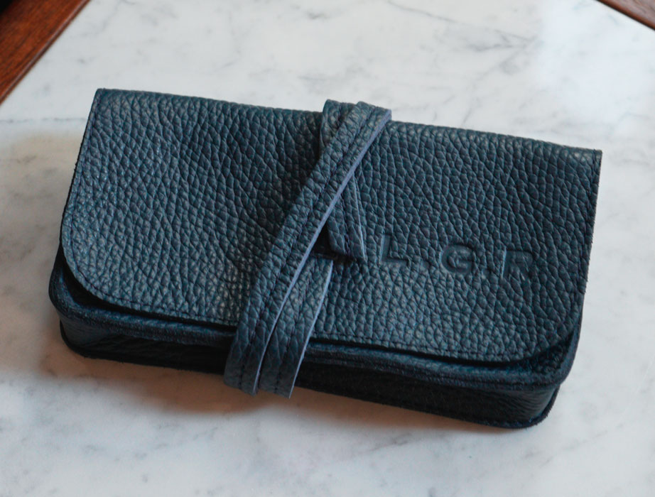 L.G.R Reunion Explorer Case custodia occhiali pelle blu