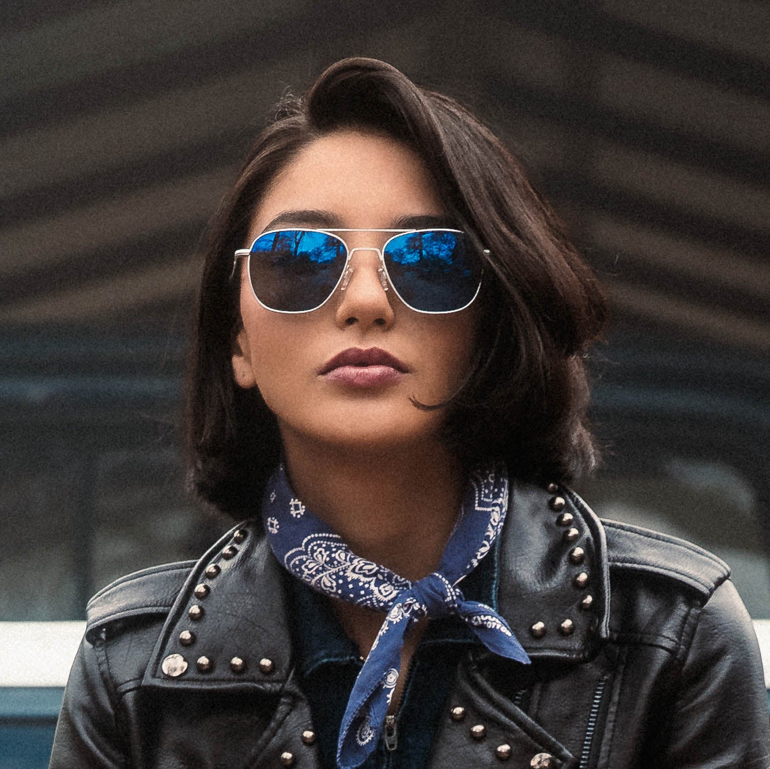 Randolph Aviator Matte Chrome occhiali da sole Atlantic Blue
